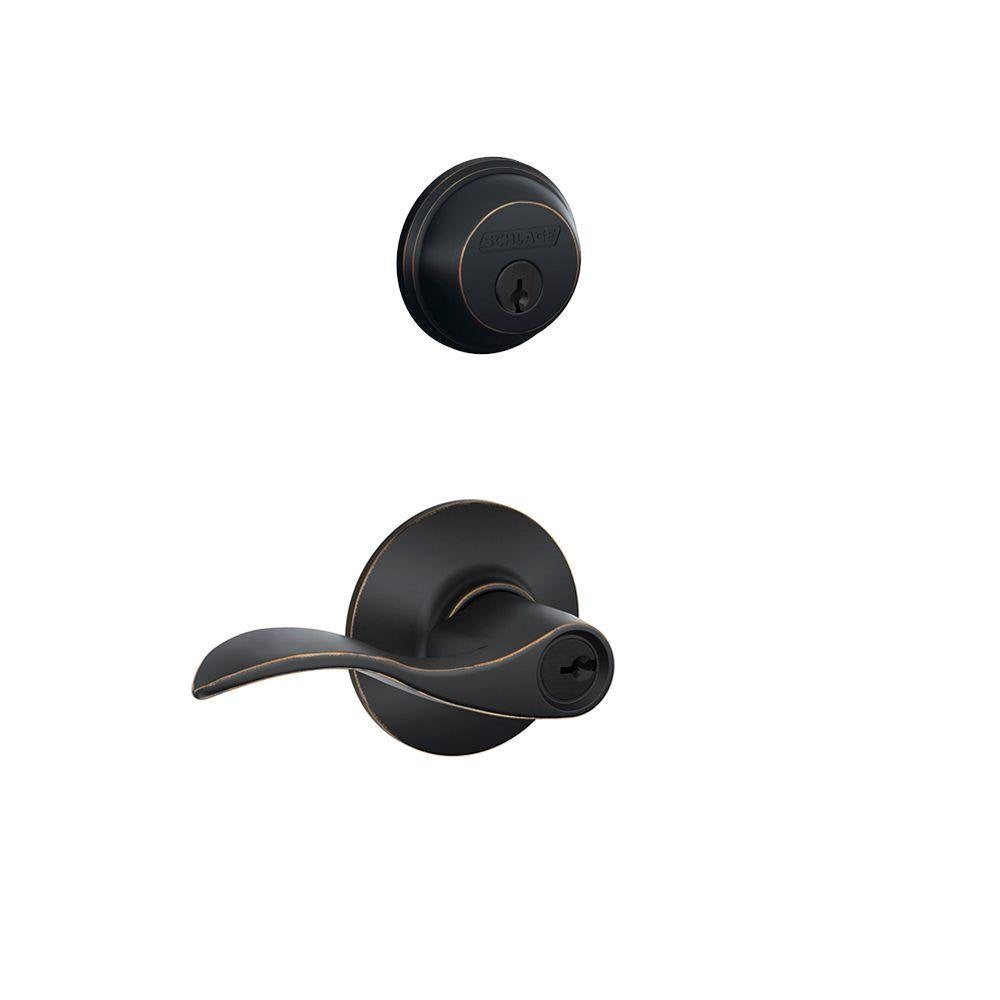 Schlage Aged Bronze Zinc Lever And Single Cylinder Deadbolt