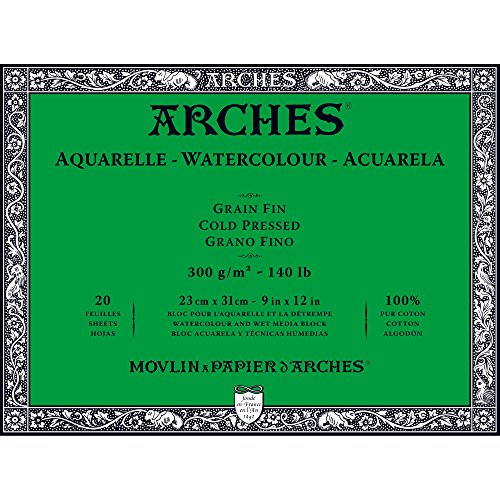 Arches Watercolor Paper Block, Cold Press, 9'' X 12'', 140 Pound