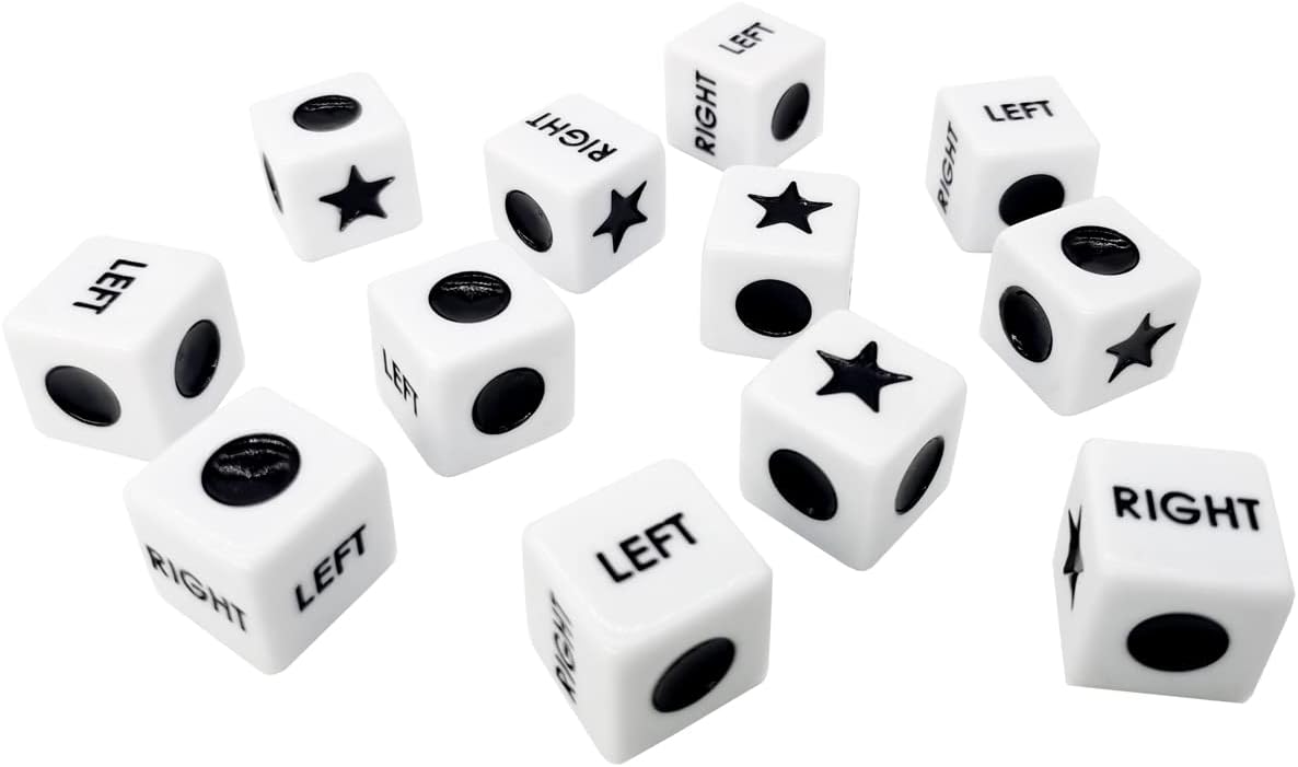 Ahoper Left Right Center Dice Only 12 Dices Left Right Center Dice Game Prime Dice Only（ six Sided ，16mm Standard Size, Easy to Grip）