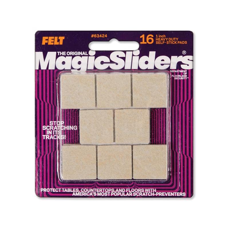 Magic Sliders Felt Protective Pads Oatmeal Square 1 In W X 1 In L 16 Pk Self Adhesive