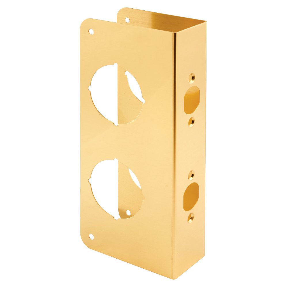 Prime-Line U 9560 Non-Recessed, 1-34 Inch Thick By 2-38 Inch Backset Door Reinforcer Combo With 2-18 Inch Bore, Brass