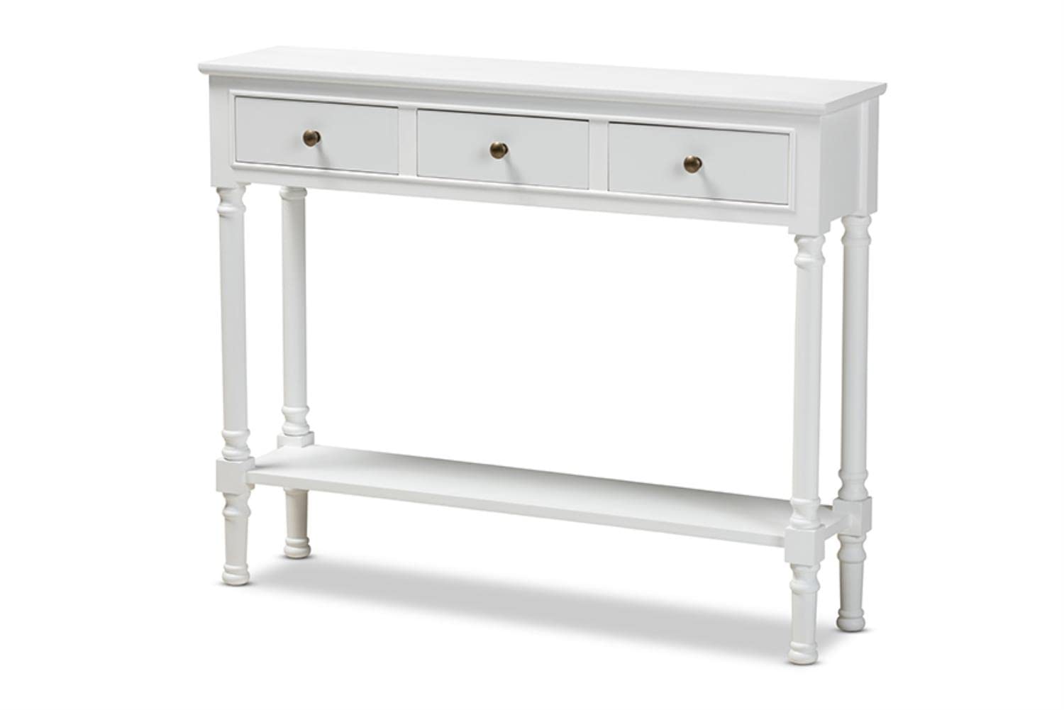 Baxton Studio Calvin White Finished Wood 3-Drawer Entryway Console Table