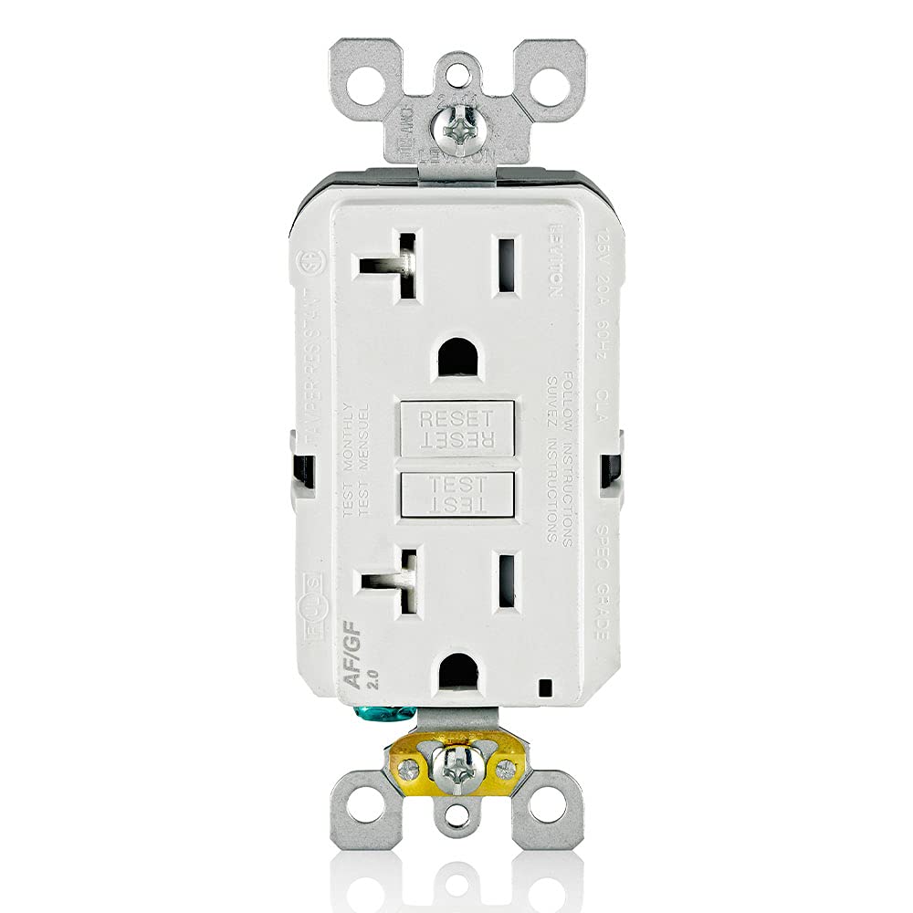 Leviton Agtr2-W Smartlockpro Dual Function Afci/Gfci Receptacle, 20 Amp/125V, White