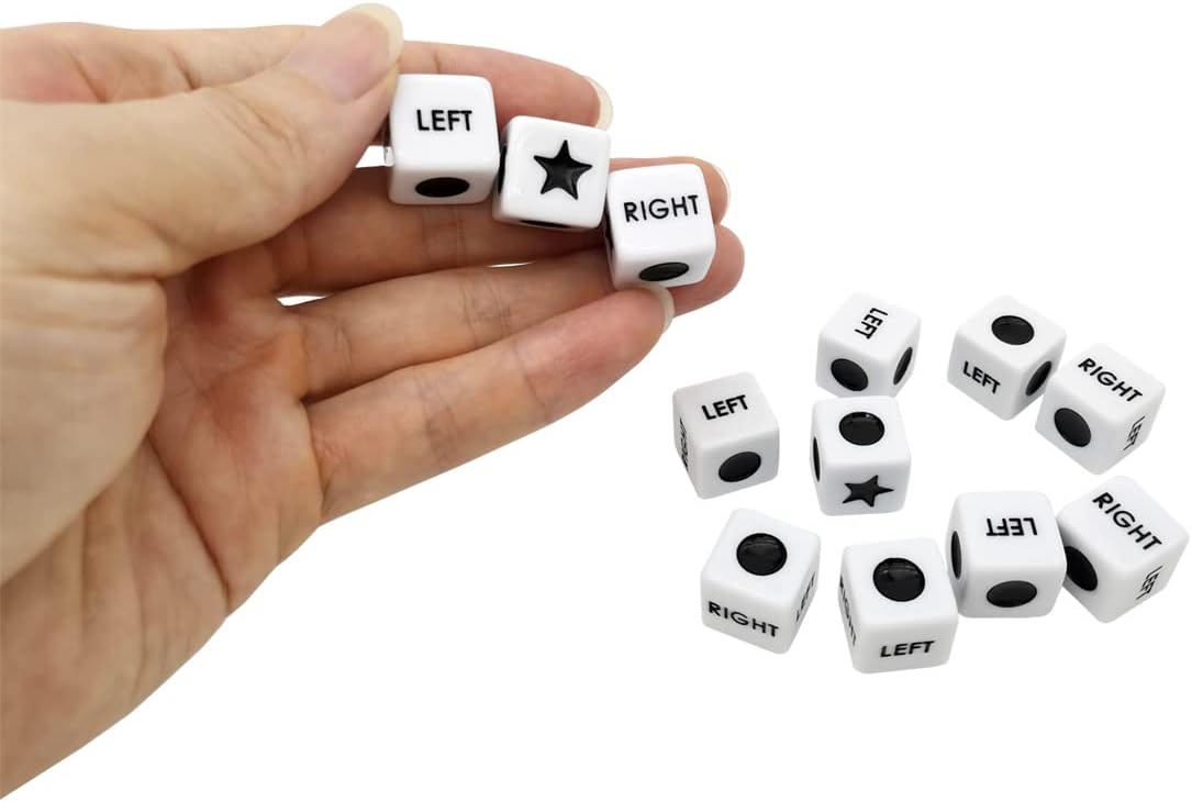 Ahoper Left Right Center Dice Only 12 Dices Left Right Center Dice Game Prime Dice Only（ six Sided ，16mm Standard Size, Easy to Grip）