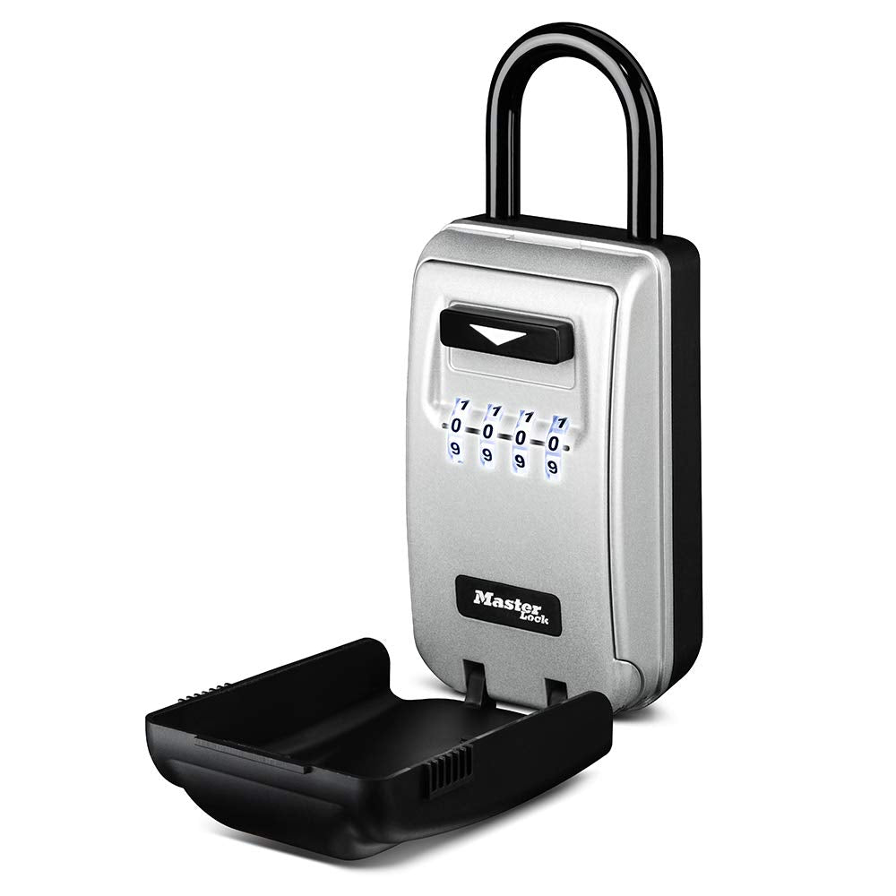 Master Lock Key Lock Box, Outdoor Lock Box With Light Up Dials, Key Safe With Combination Lock, 6 Key Capacity, 5424Ec