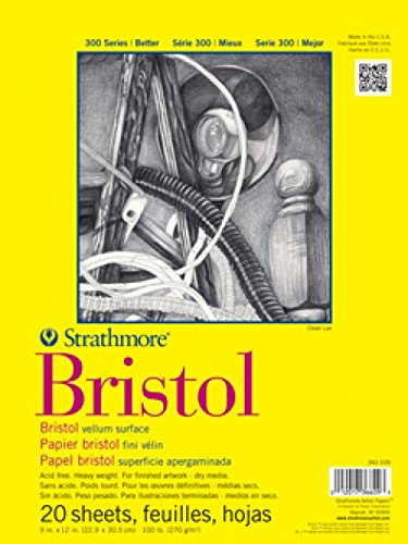 Strathmore 300 Series Bristol Vellum Pad, 14''X17'', Tape Bound, 20 Sheets
