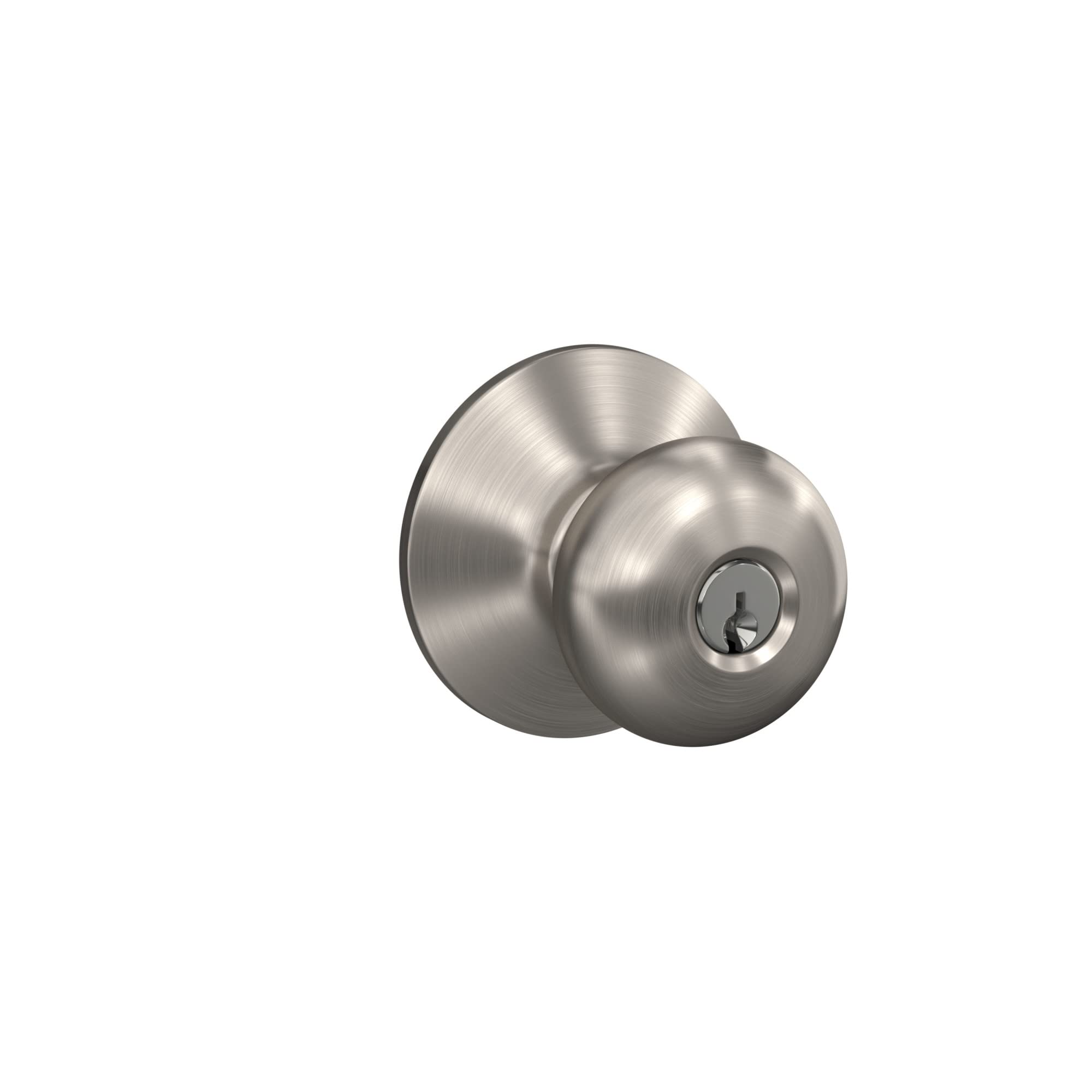 Schlage F51A Ply 619 Plymouth Door Knob, Keyed Entry Lock, Satin Nickel