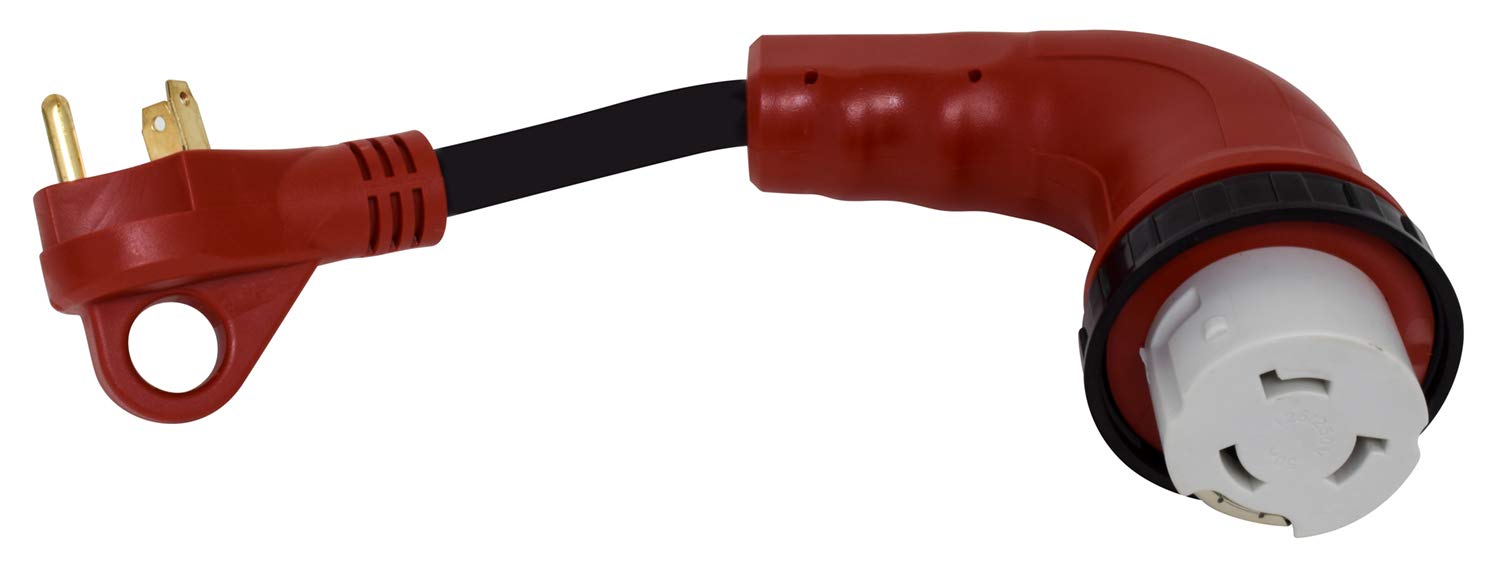 Valterra A10-3050D90Vp Mighty Cord 90       Detachable 12'' Adapter Cord - 30Am To 50Af, Red (Carded)