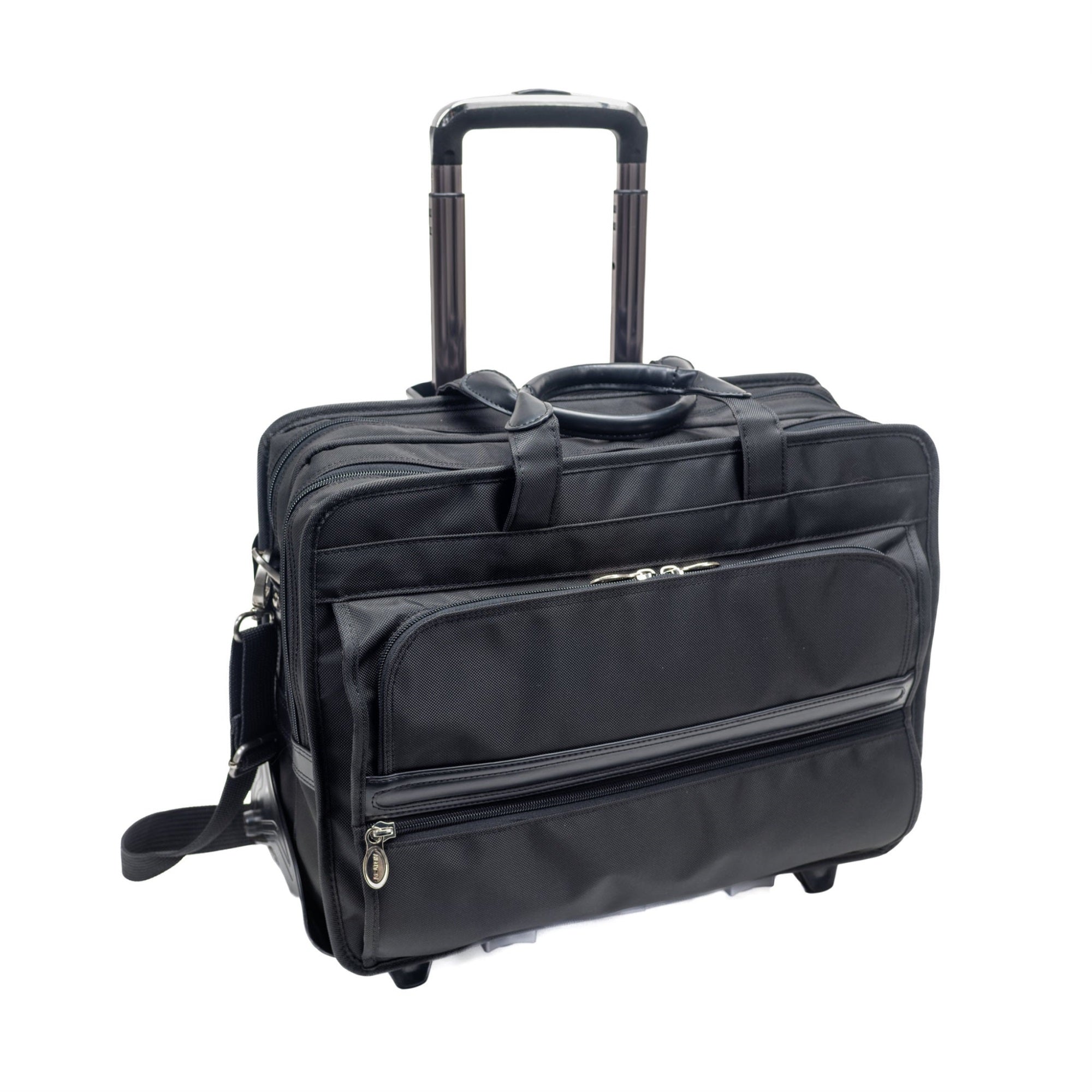 P Series | Franklin | 15.6'' Nylon Patented Detachable -Wheeled Laptop Briefcase - Black