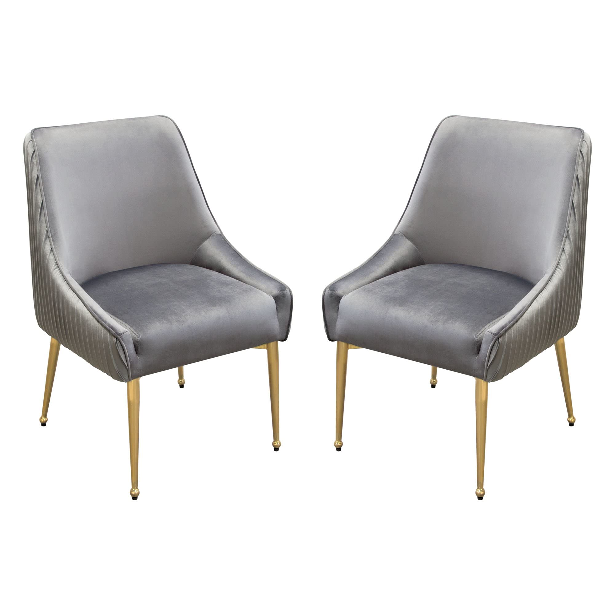 Quinn 2 Grey Velvet Fabricmetal Side Chairs By Diamond Sofa