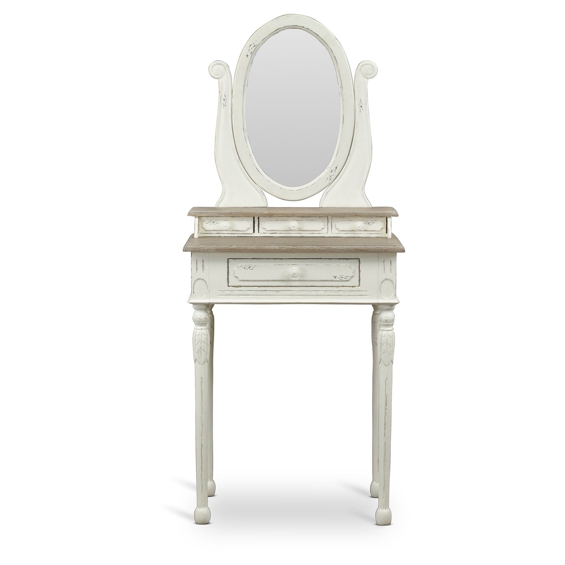 Baxton Studio Anjou Traditional French Accent Dressing Table With Mirror, White