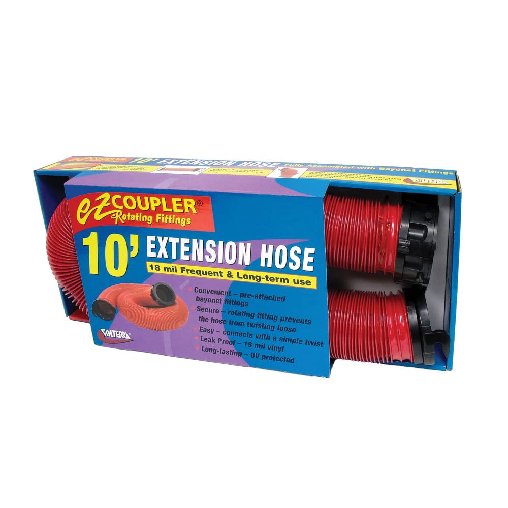 Valterra D04-0113 Ez Coupler 10' Rv Extension Hose, Red