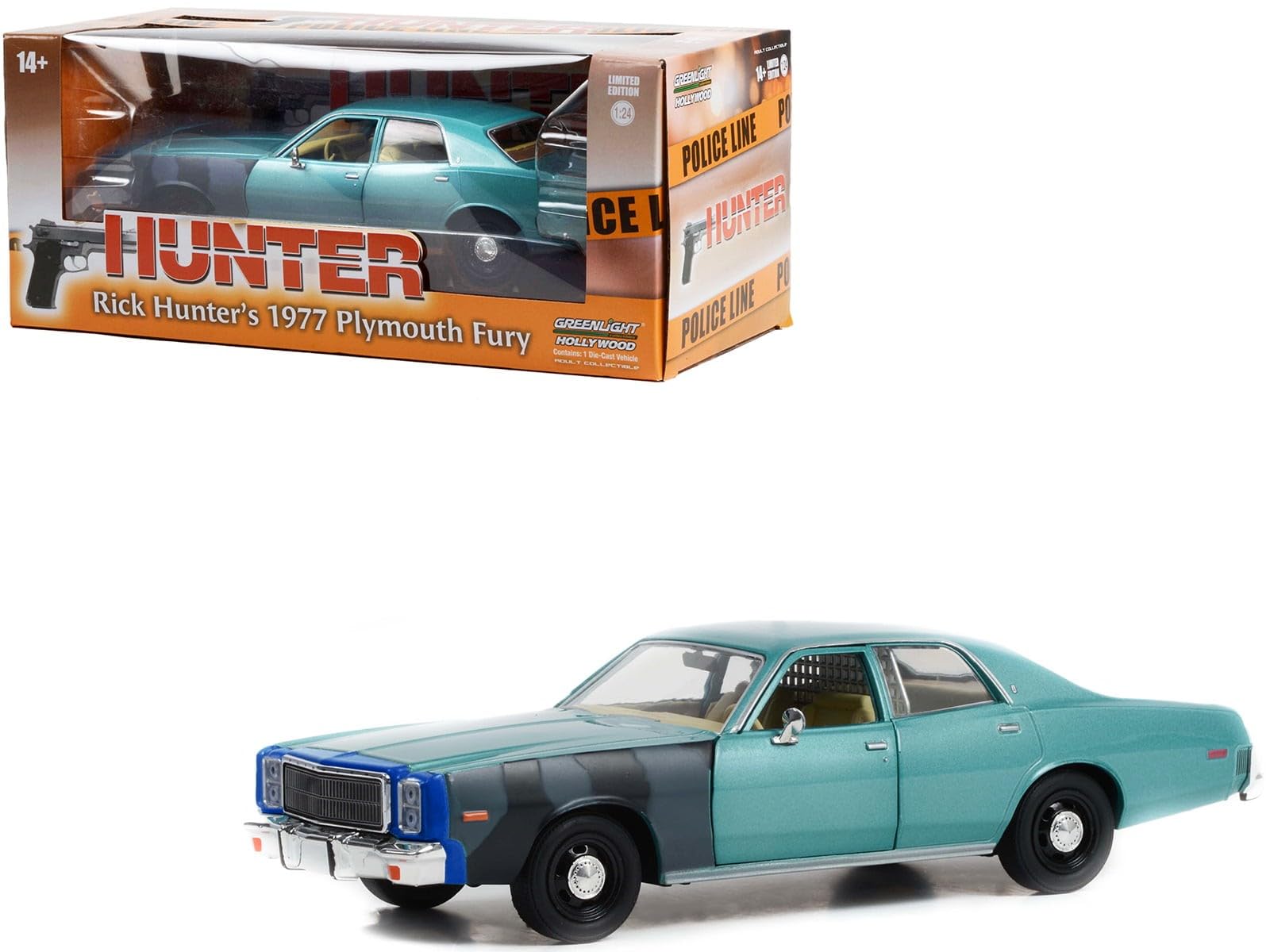 1977 Plymouth Fury Unrestored Turquoise Metallic (Sergeant Rick Hunter'S) Hunter (1984-1991) Tv Series 1/24 Diecast Model Car By