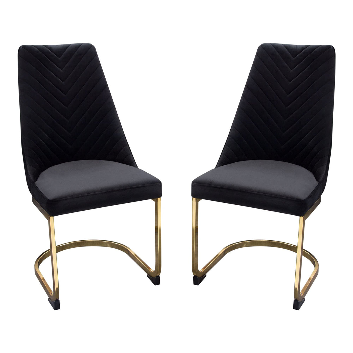 Vogue 2 Black Velvetgold Metal Side Chairs By Diamond Sofa