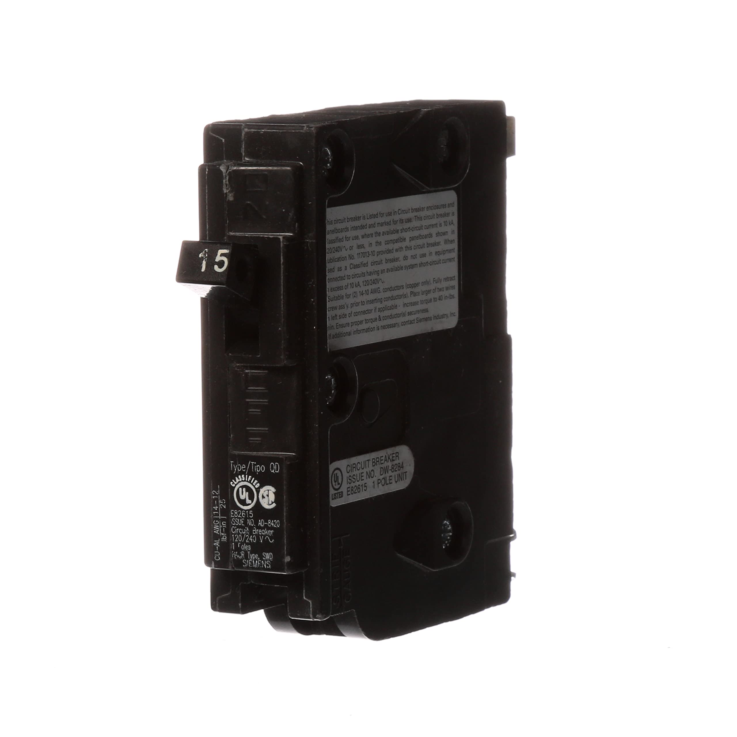 Siemens -Hi 15-Amp Siemens D115 Qo Replacement Single Pole Circuit Breaker, Shown In The Image