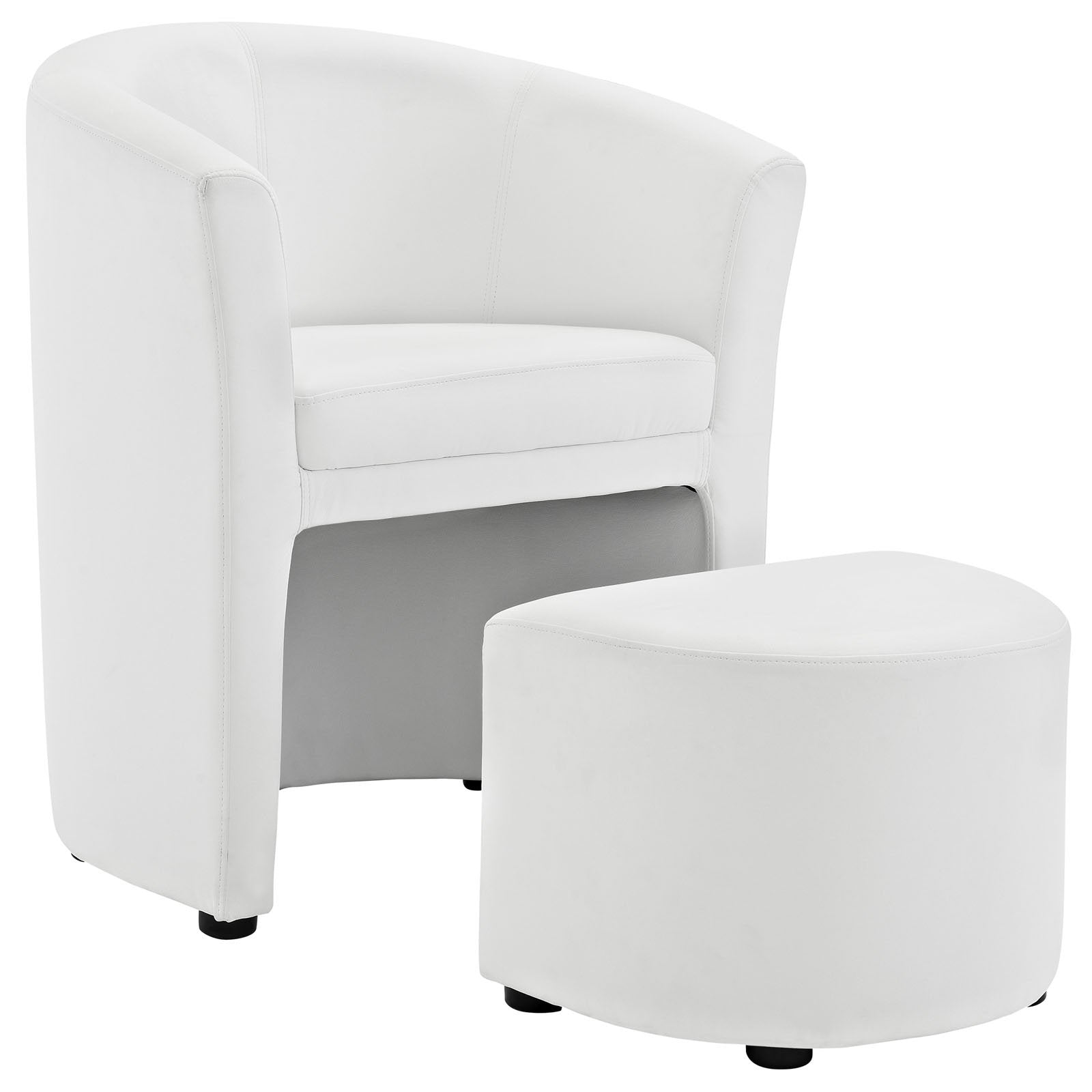 Modway Divulge Faux Leather Armchair And Ottoman Set In White
