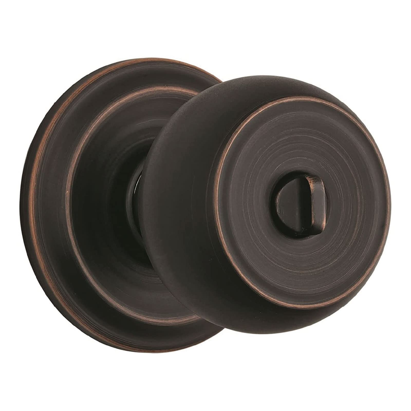 Brinks - Stafford Push Pull Rotate Bed And Bath Privacy Door Knob, Tuscan Bronze - Door Lock That Opens Hands-Free With A Push, 