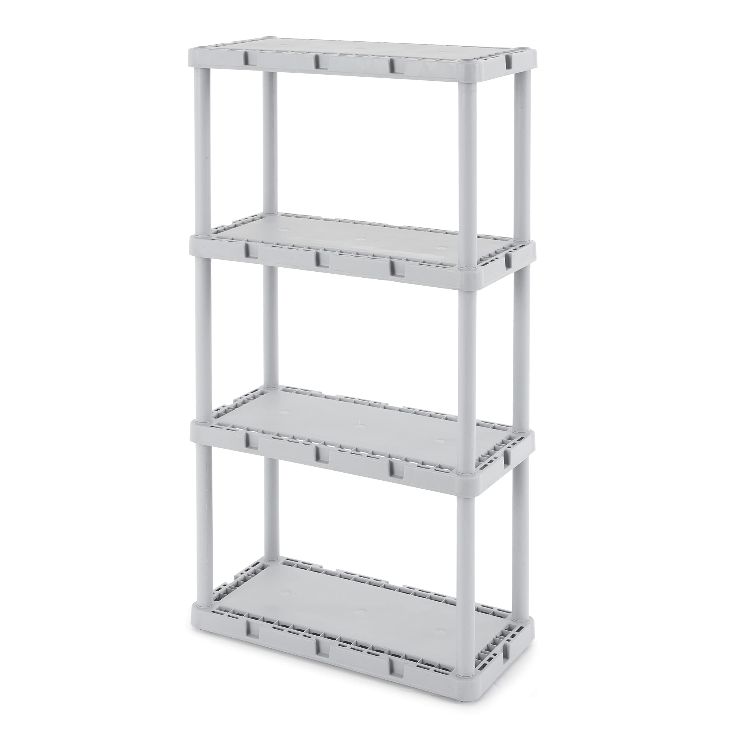 Gracious Living Knect-A-Shelf Fixed Height 4- Shelf Storage System Unit Light Duty For Home, Garage, And Laundry Room, 24 X 12 X