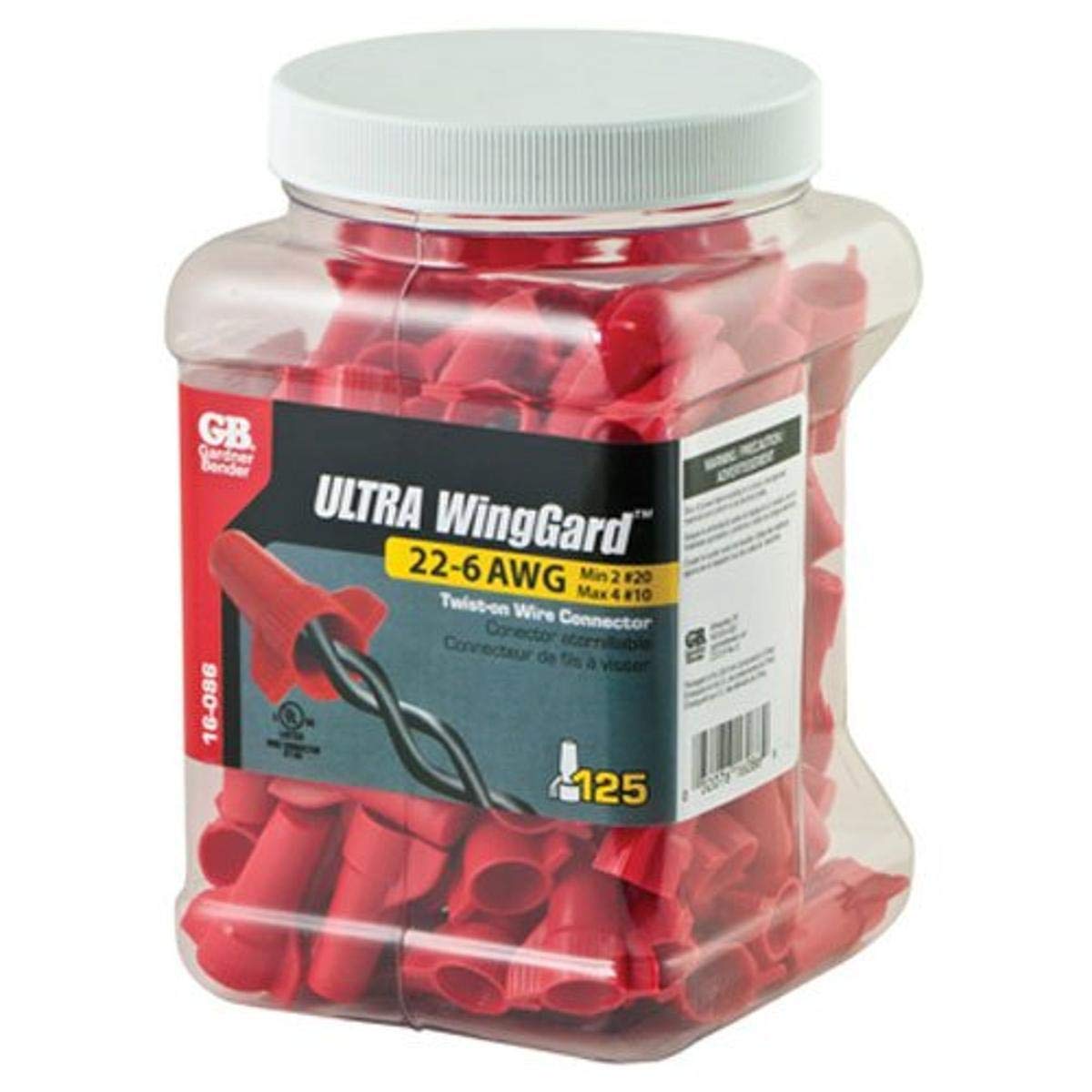 Gardner Bender 16-086N Large Winggard Twist-On Electrical Wire Connector, Red, 125-Pack
