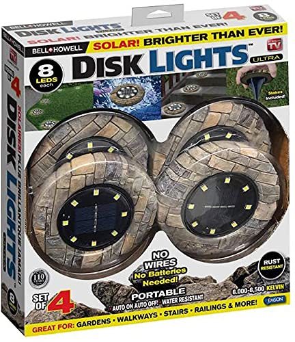 Bell+Howell Disk Lights Stone 8-Bulb Auto Onoff Outdoor Camouflaged Led Lighting As Seen On Tv