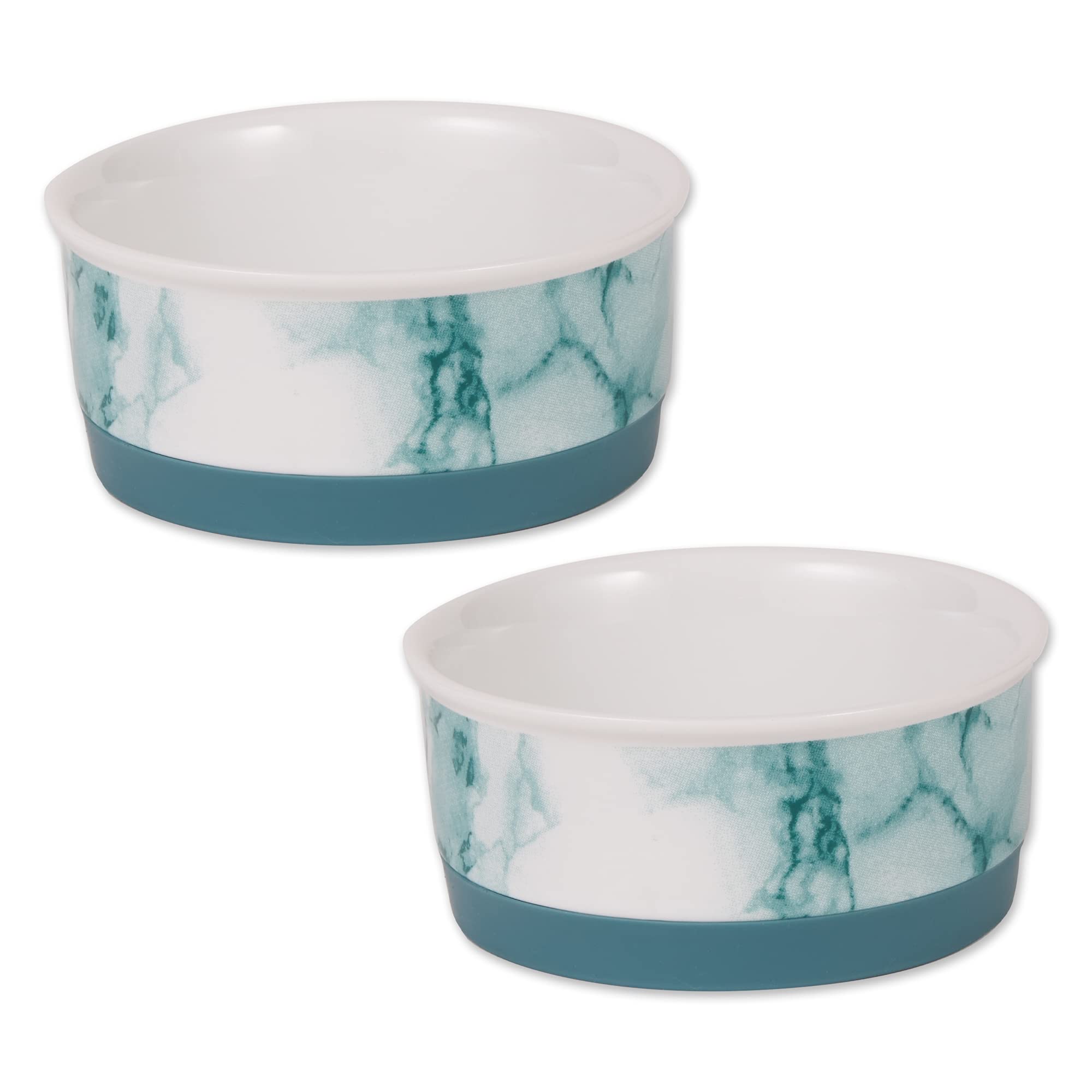 Bone Dry Pet Bowl Collection Ceramic Set, Small, Teal, 2 Piece
