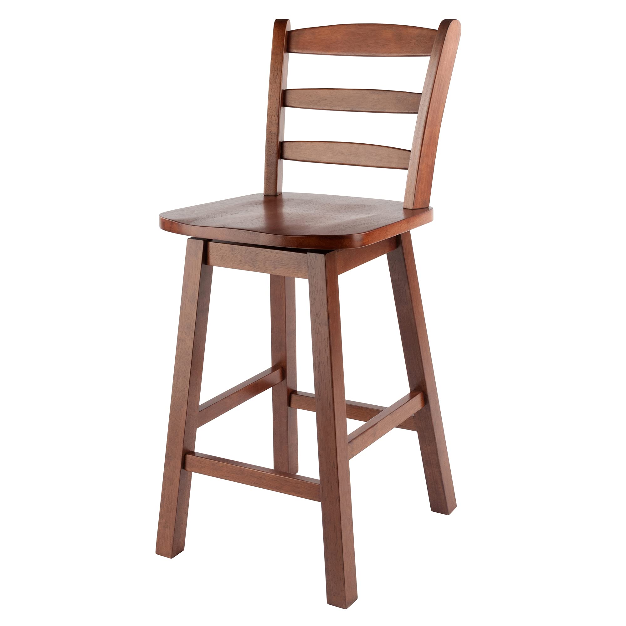 Winsome Wood Scalera Ladder Back Swivel Seat Counter Stool, Walnut