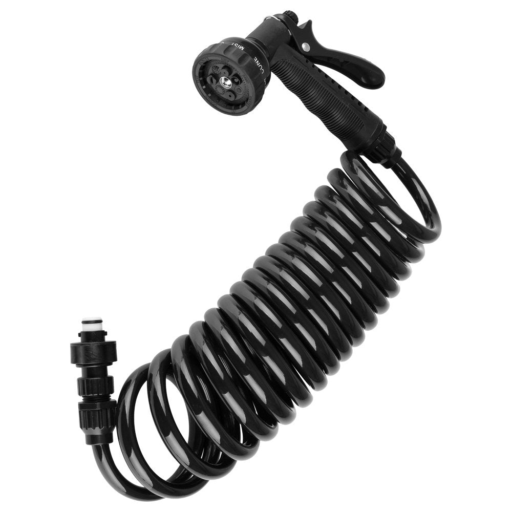 Dura Faucet Df-Sa187-Bk Rv Exterior Quick Connect Sprayer With 7 Spray Settings And Coiled Hose Kit (Black)