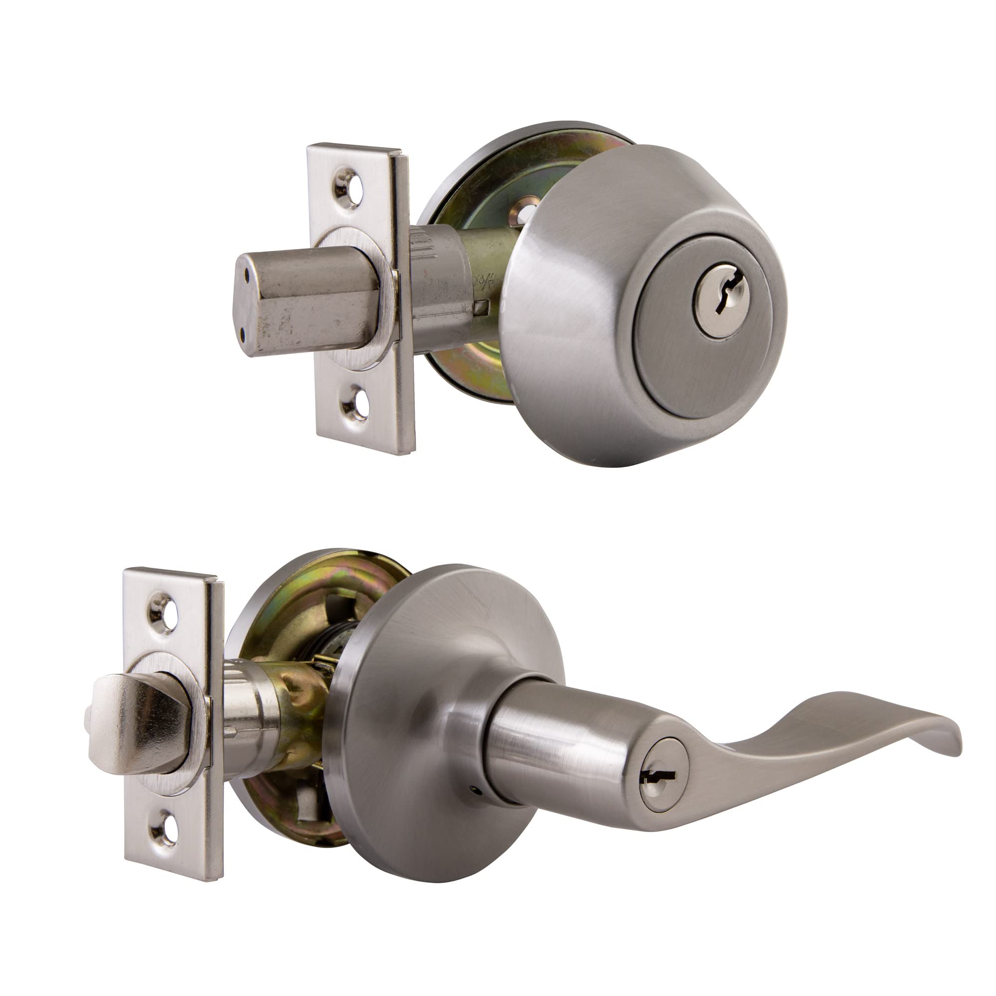 Design House 727966 Locksets, Keyed Entry & Deadbolt, Satin Nickel, 6 Piece
