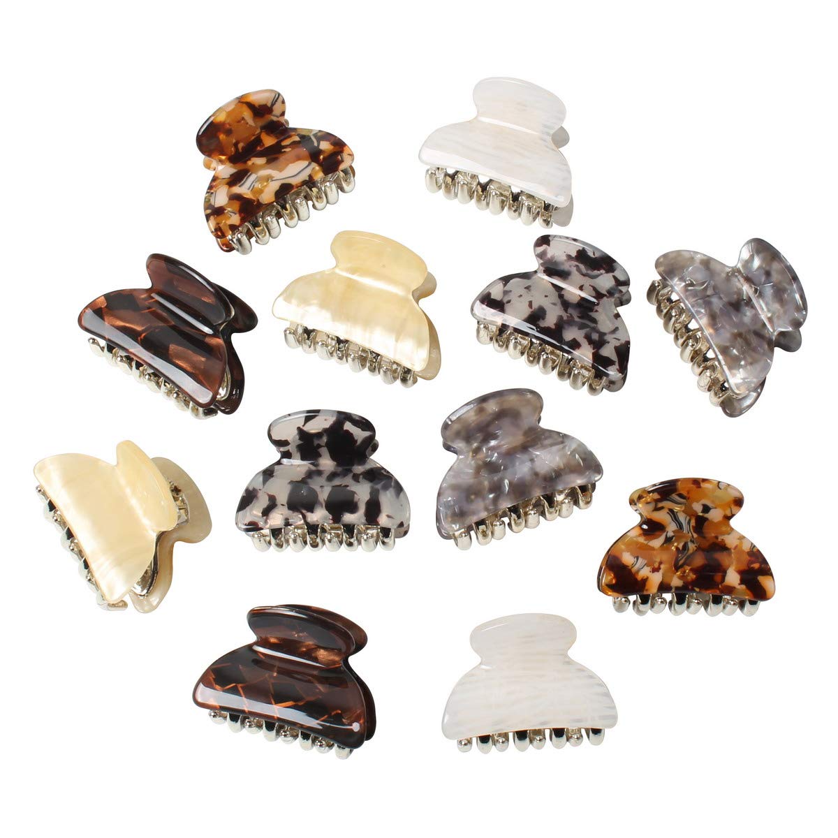 Cuizhiyu 1.57 inch Small Acrylic Hair Claw Clips for Girls and Women Marbling Hair Clips,Plastic No-Slip Grip Jaw Hair Clip Hair Jaw Clamp,Pack of 12