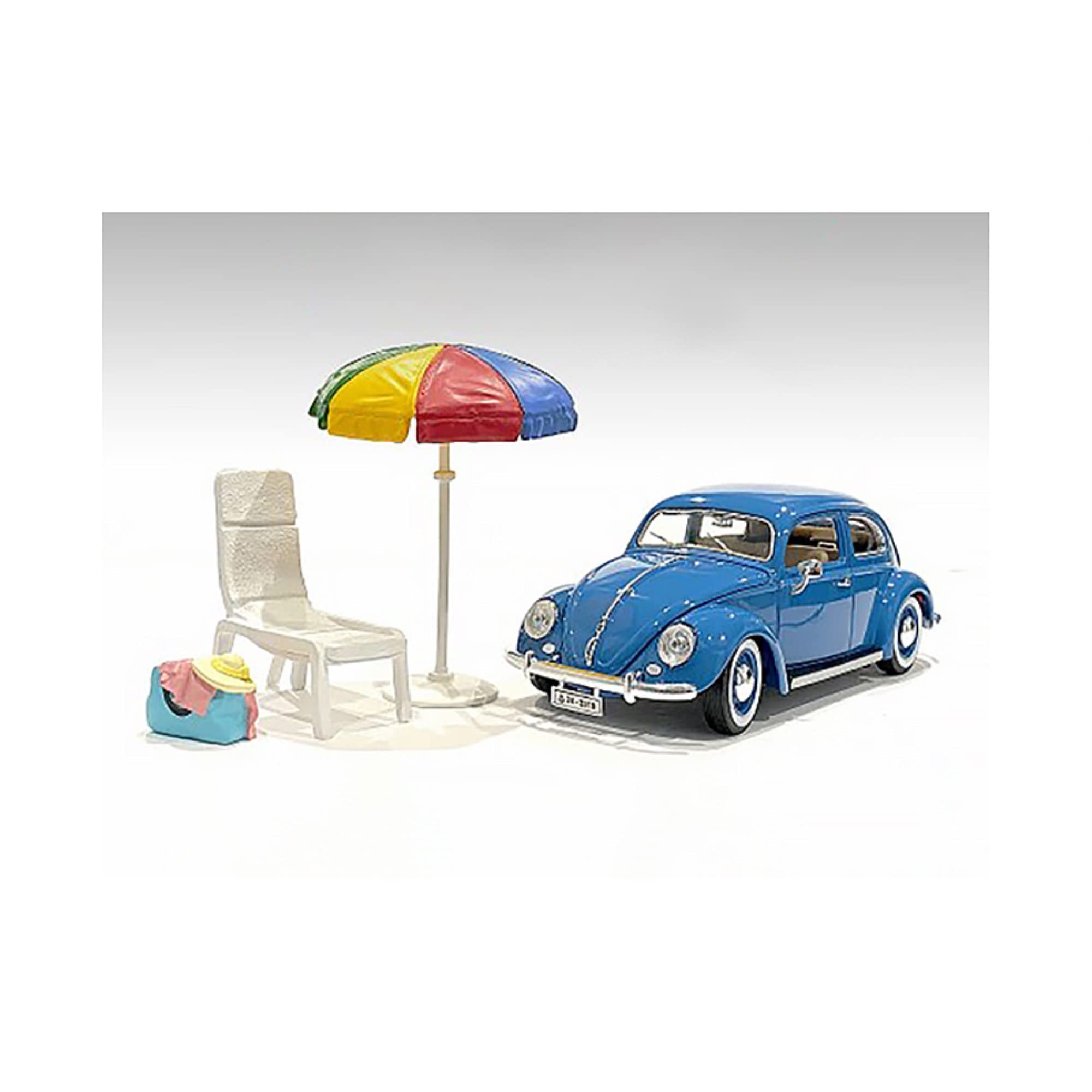 Beach Girls Accessories (Beach Chair And Beach Umbrella And Duffle Bag) For 1/18 Scale Models By American Diorama 76317
