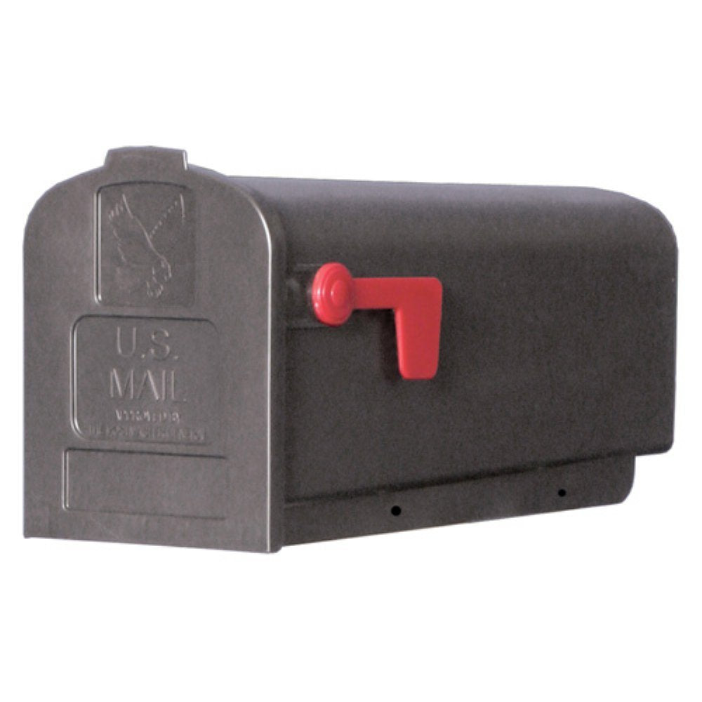 Gibraltar Deluxe Polybox Plastic Post Mounted Black Mailbox 9-916 In. H X 7-78 In. W X 19-38 In. L