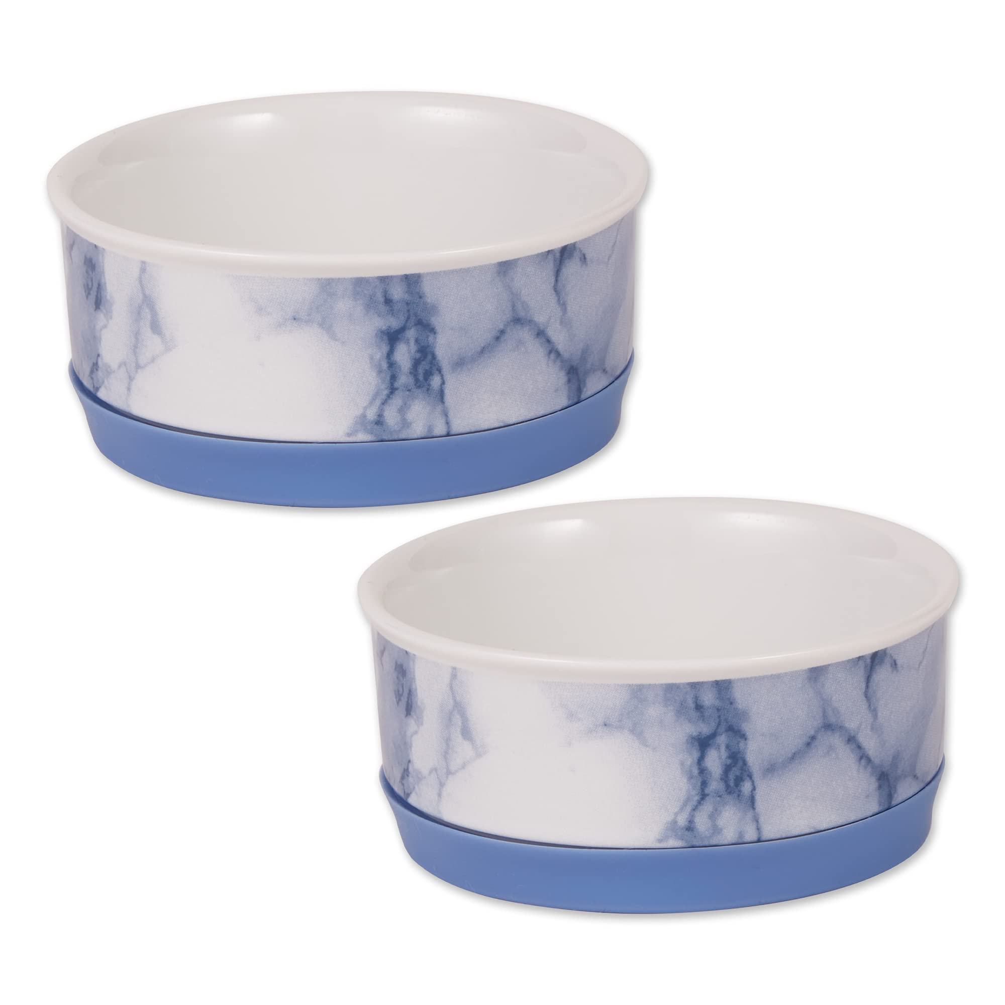 Bone Dry Pet Bowl Collection Ceramic Set, Small, Blue, 2 Piece