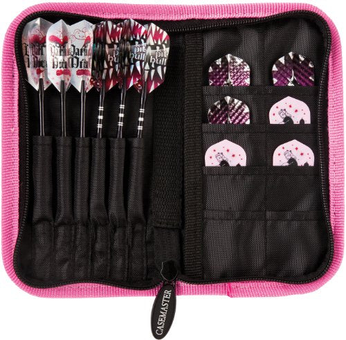 Casemaster Deluxe Nylon Dart Case For Steel And Soft Tip Darts, Holds 6 Darts And Features 8 Pockets For Accessories Like Flight