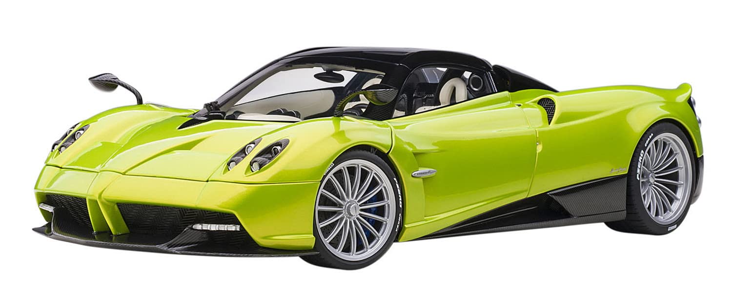 Pagani Huayra Roadster Verde Firenze Green Metallic And Carbon With Luggage Set 1/18 Model Car By Autoart 78288