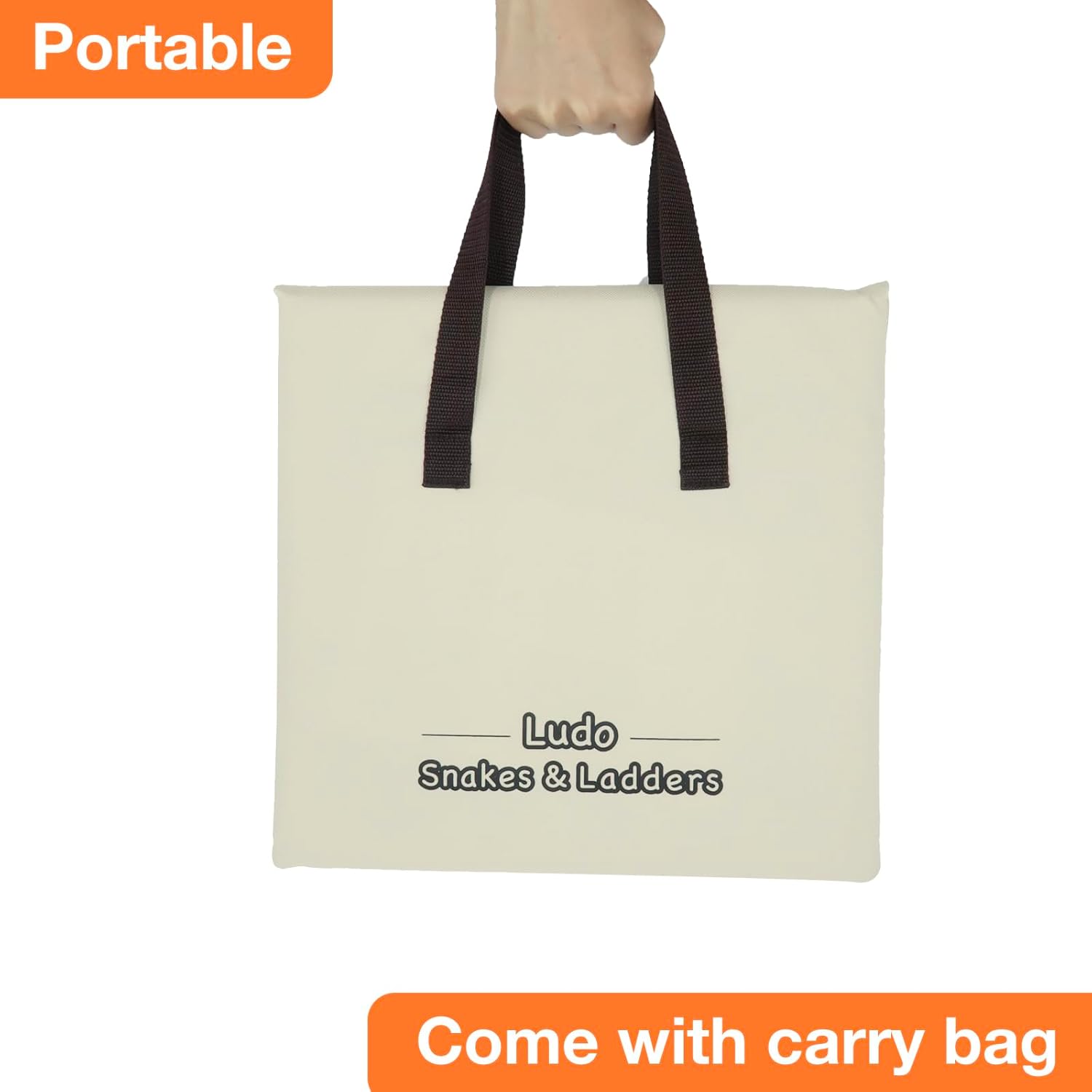 Crobyi 12 Inch Ludo & Snakes & Ladders 2-in-1 Classic Board Game for Adults & Kids, Includes 1 Board, 2 Dice, 16 Pieces, Rules & Carrying Bag