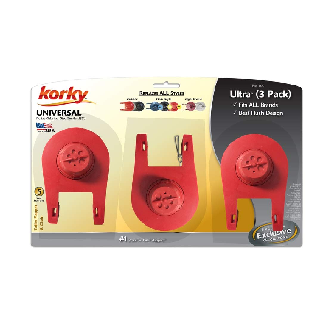 Korky 100Tp Flapper And Chain Toilet Flapper, Red