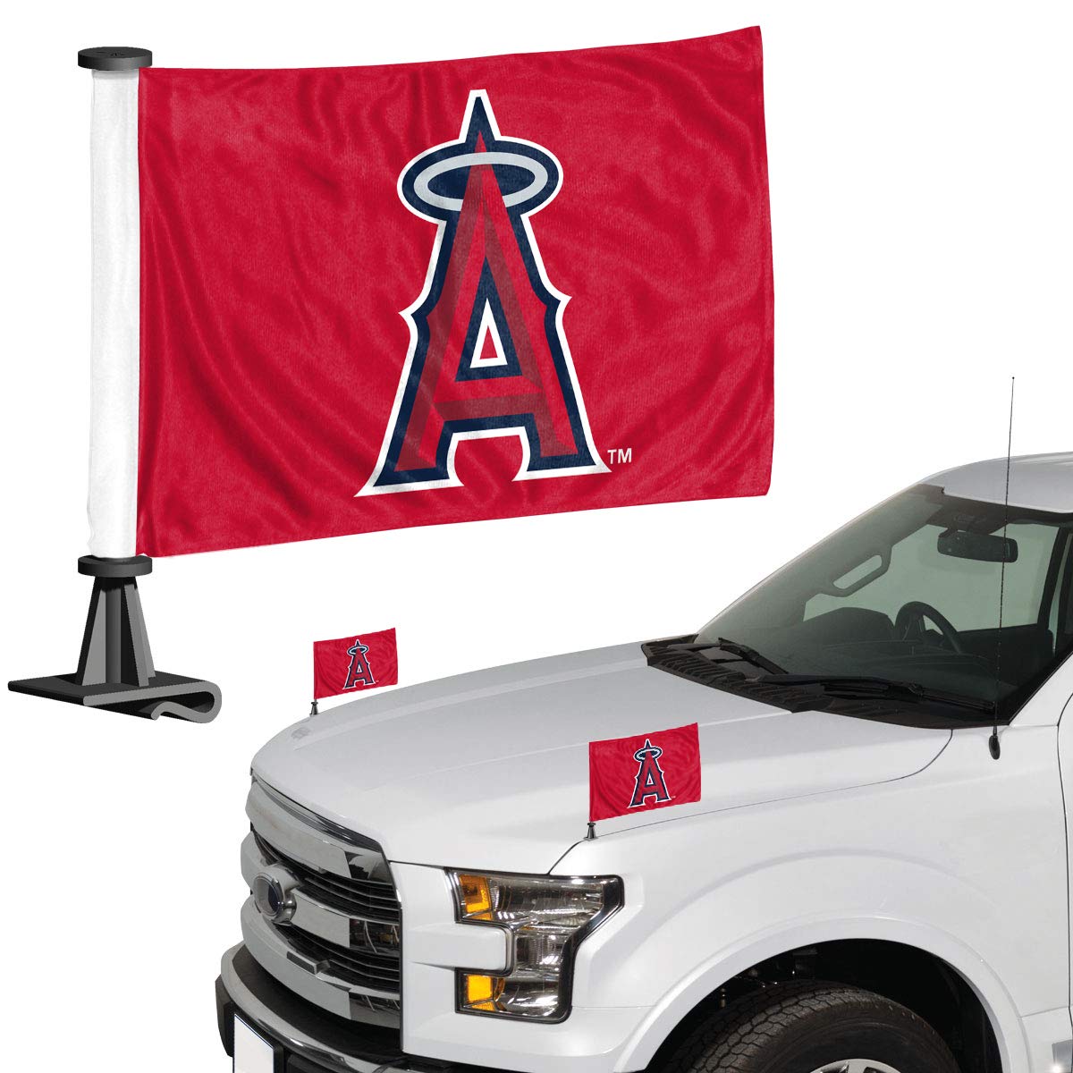 Fanmats 61838 Los Angeles Angels Ambassador Car Flags - 2 Pack Mini Auto Flags, 4In X 6In, Perfect For Hood Or Trunk