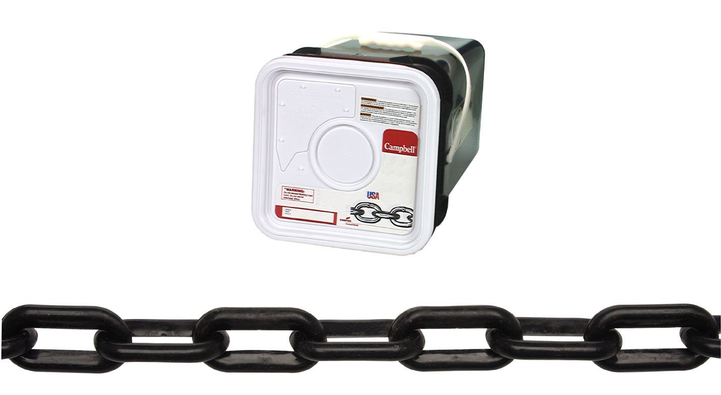 Campbell 0990856 Plastic Chain In Square Pail, #8 Trade, 029 Diameter, 138 Length, Black
