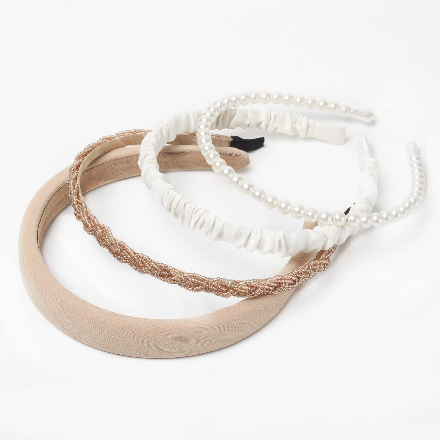 Cuizhiyu 6PK Different Designs Headbands for Women Non Slip Flower Black White Solid Headband Set Cute Pearl Hair Band for Girls Twisted Hairband