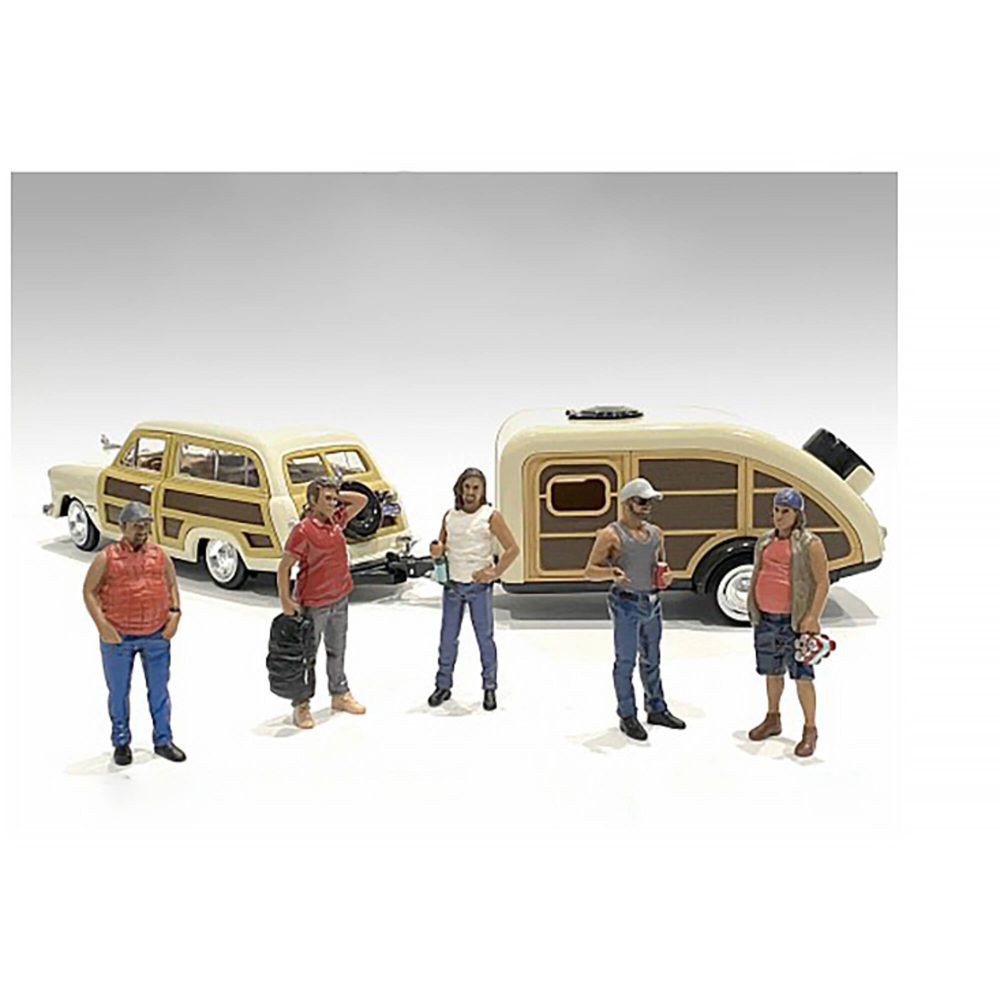 'Campers'' 5 Piece Figure Set For 1/18 Scale Models By American Diorama