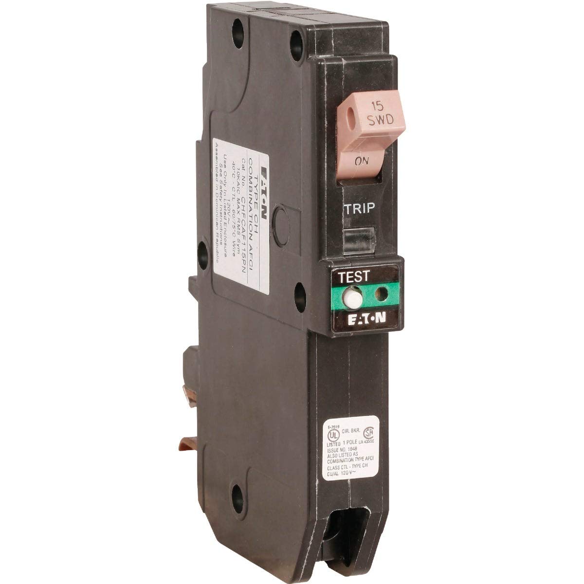 Eaton Chfcaf115Pn Plug-In Mount Type Ch Combination Arc Fault Circuit Breaker 1-Pole 15 Amp 120 Volt Ac Fire-Guard