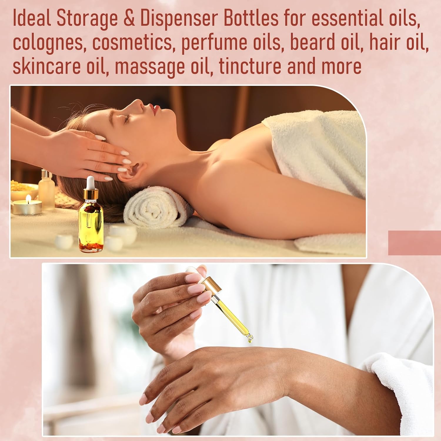 Aozita 4 Pc, 1 oz Golden Cap Clear Dropper Bottles (30ml) with 1 Funnel & 4 Labels - Glass Tincture Bottles with Eye Droppers - Leakproof Essential Oil Bottles for Health, Personal Care & Beauty