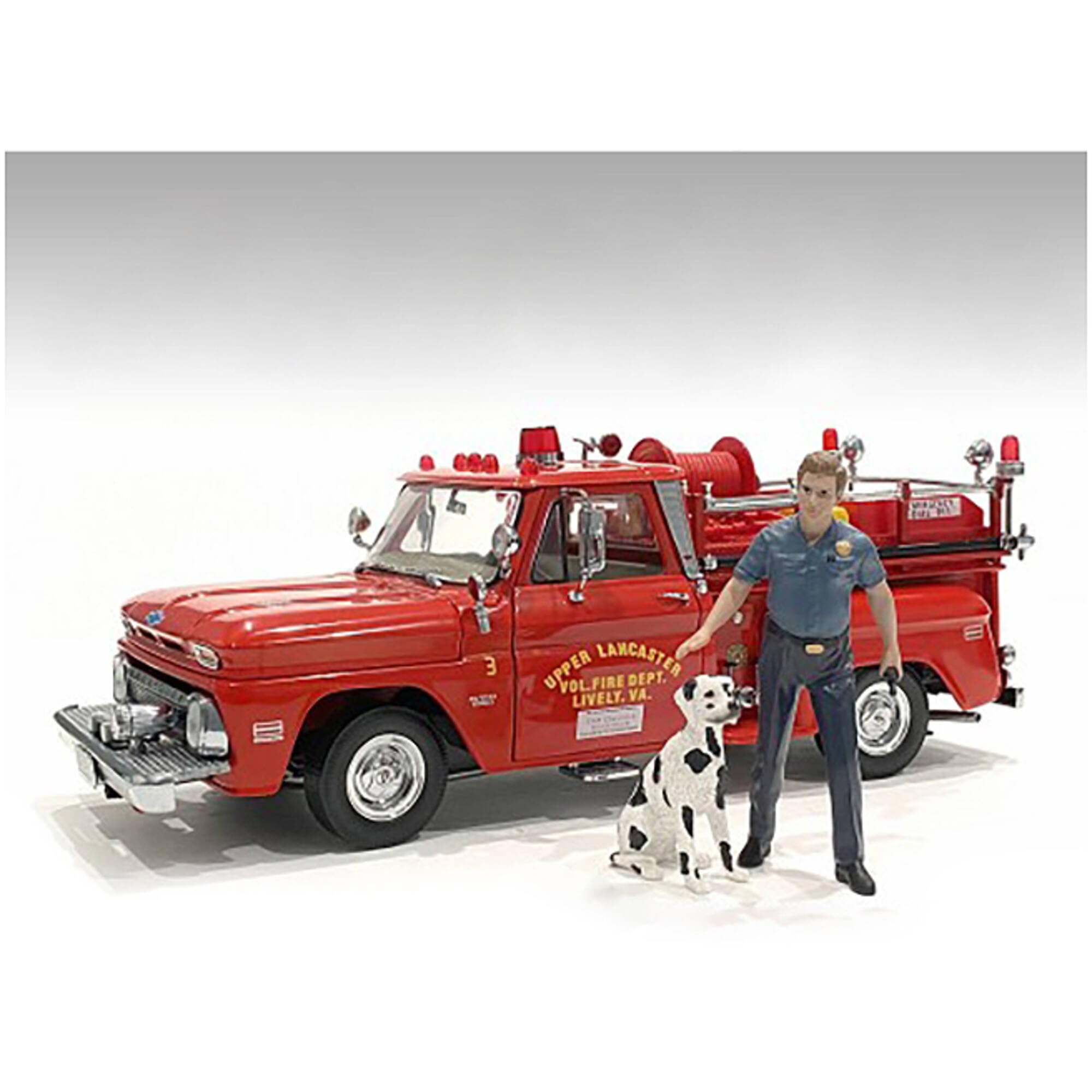 American Diorama Firefighters Fire Dog Training Figures (Trainer And Dog) For 1/24 Scale Models 76420