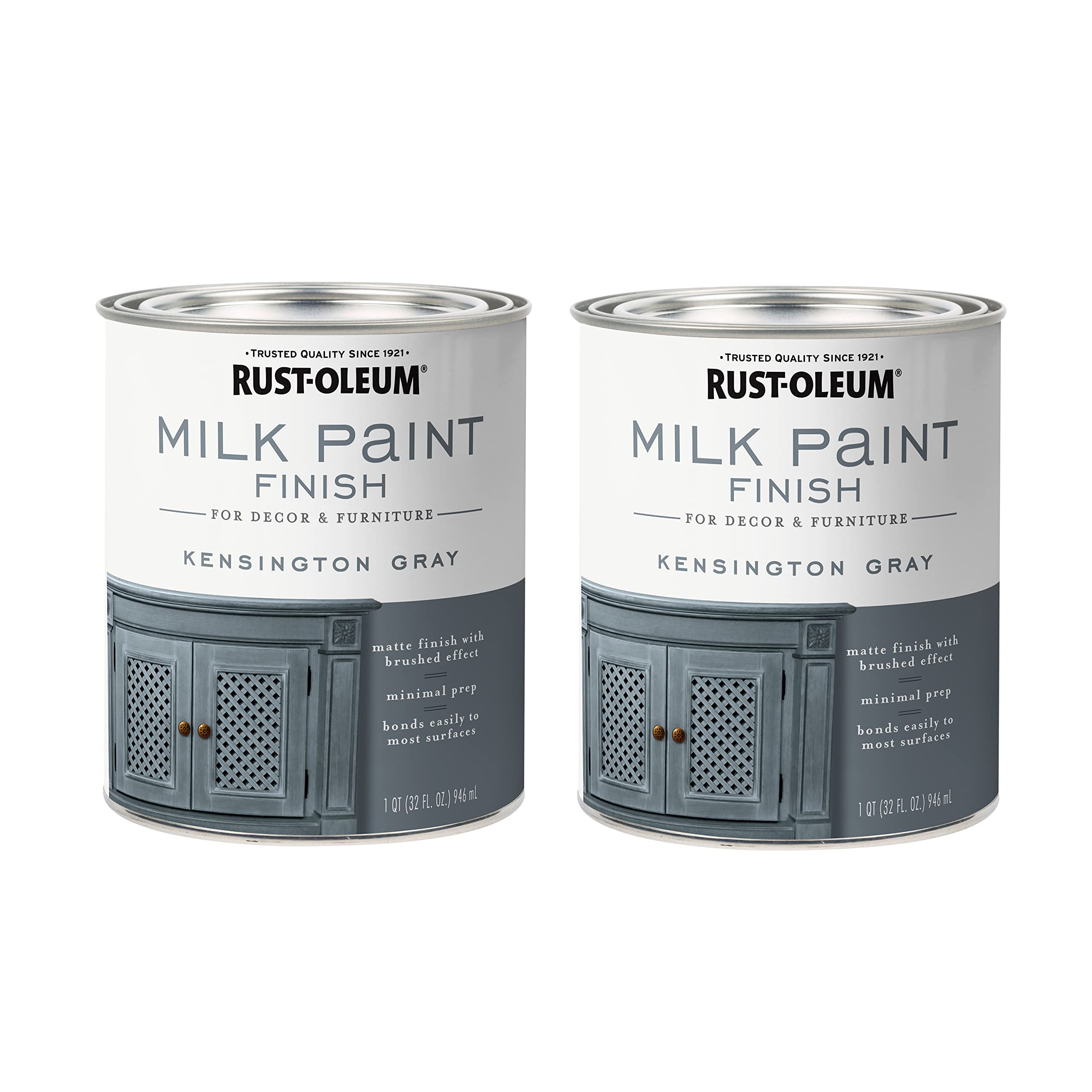 Rust-Oleum 331053-2Pk Milk Paint Finish Quart Kensington Gray 2 Pack