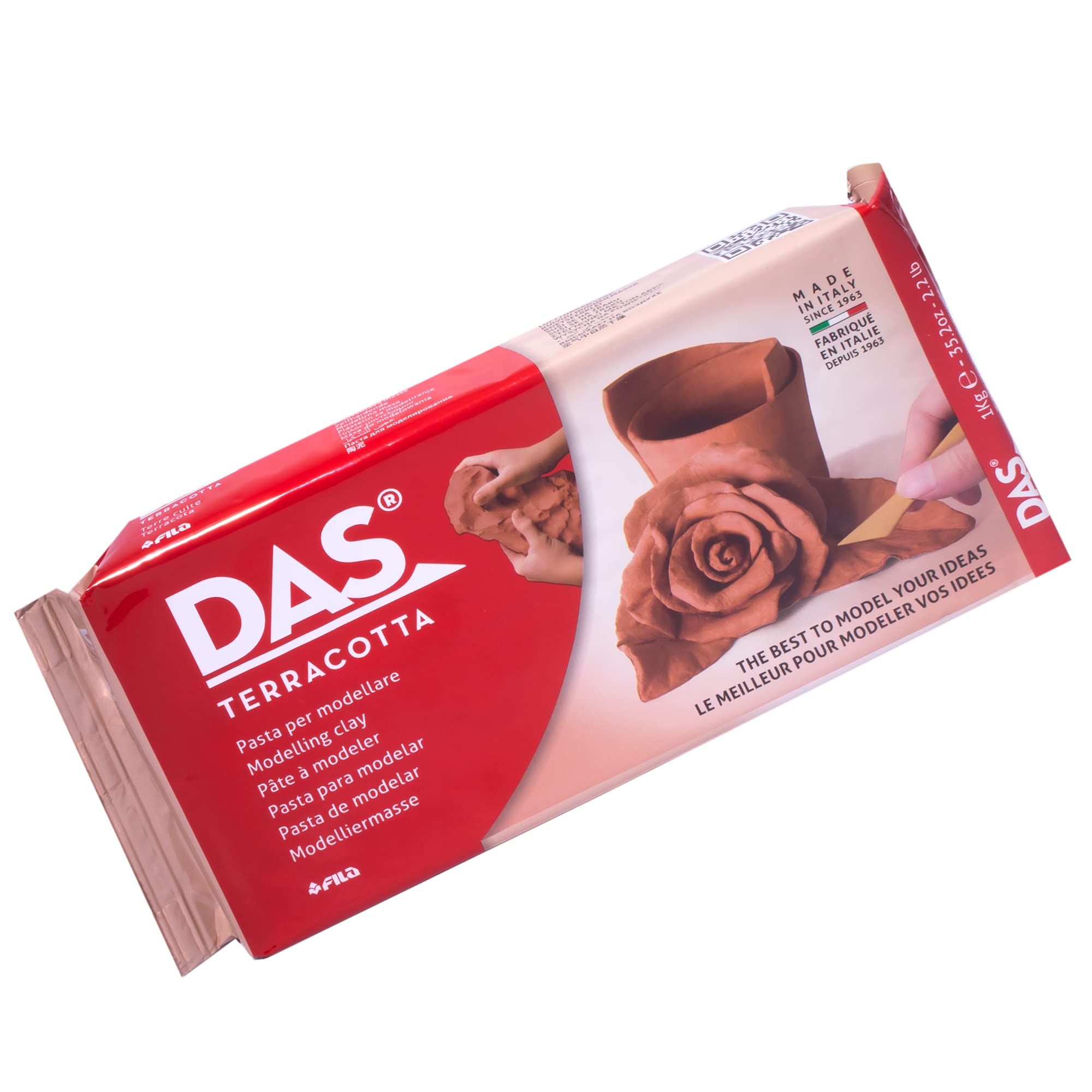 Das Air-Hardening Modeling Clay - Terra Cotta Clay 2.2Lb Block - Pliable Air Clay For Sculpting And Coating - Easy To Use Air Dr