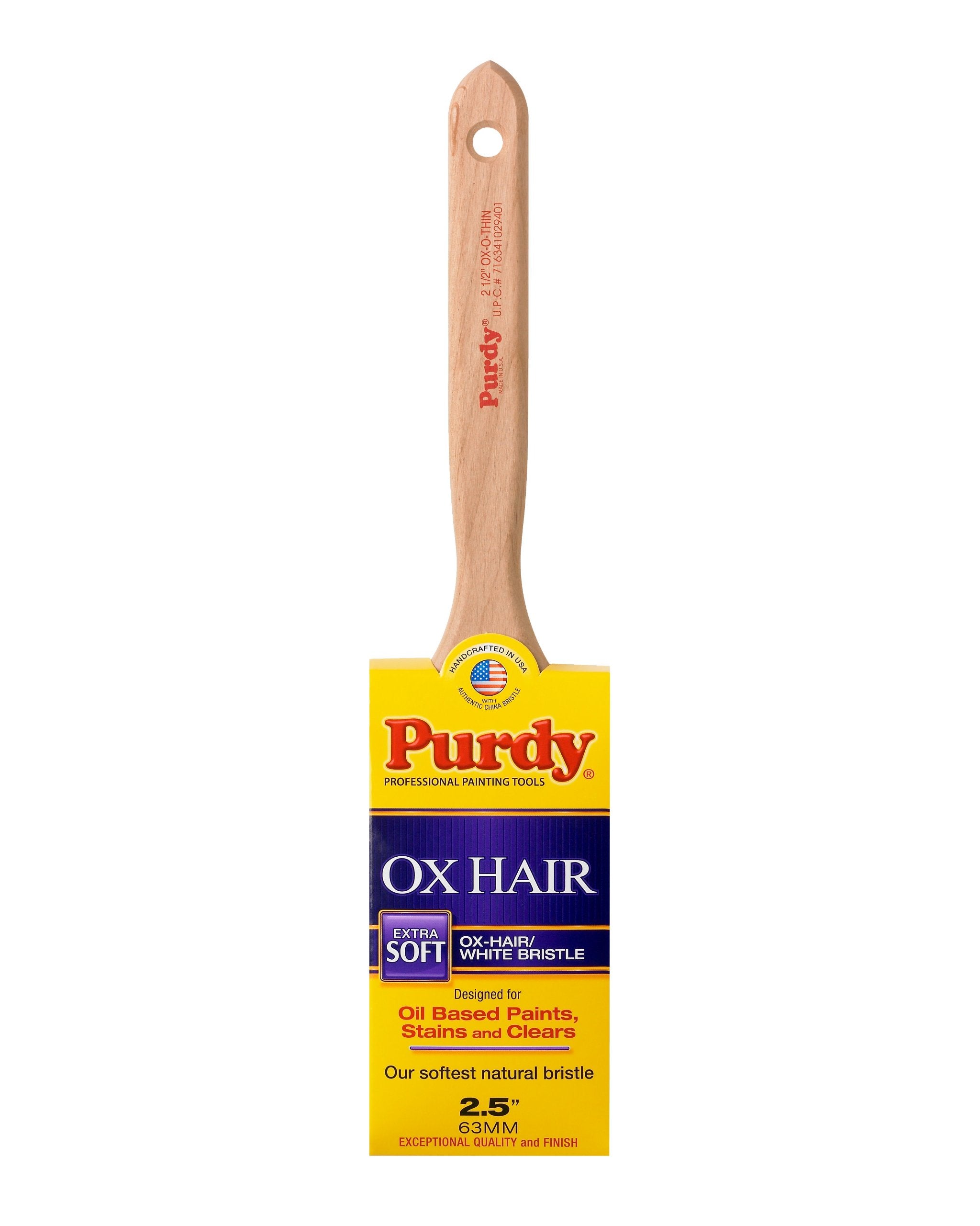 Purdy 144300025 Ox-Hair Series Ox-O-Thin Flat Trim Paint Brush, 2-1/2 Inch