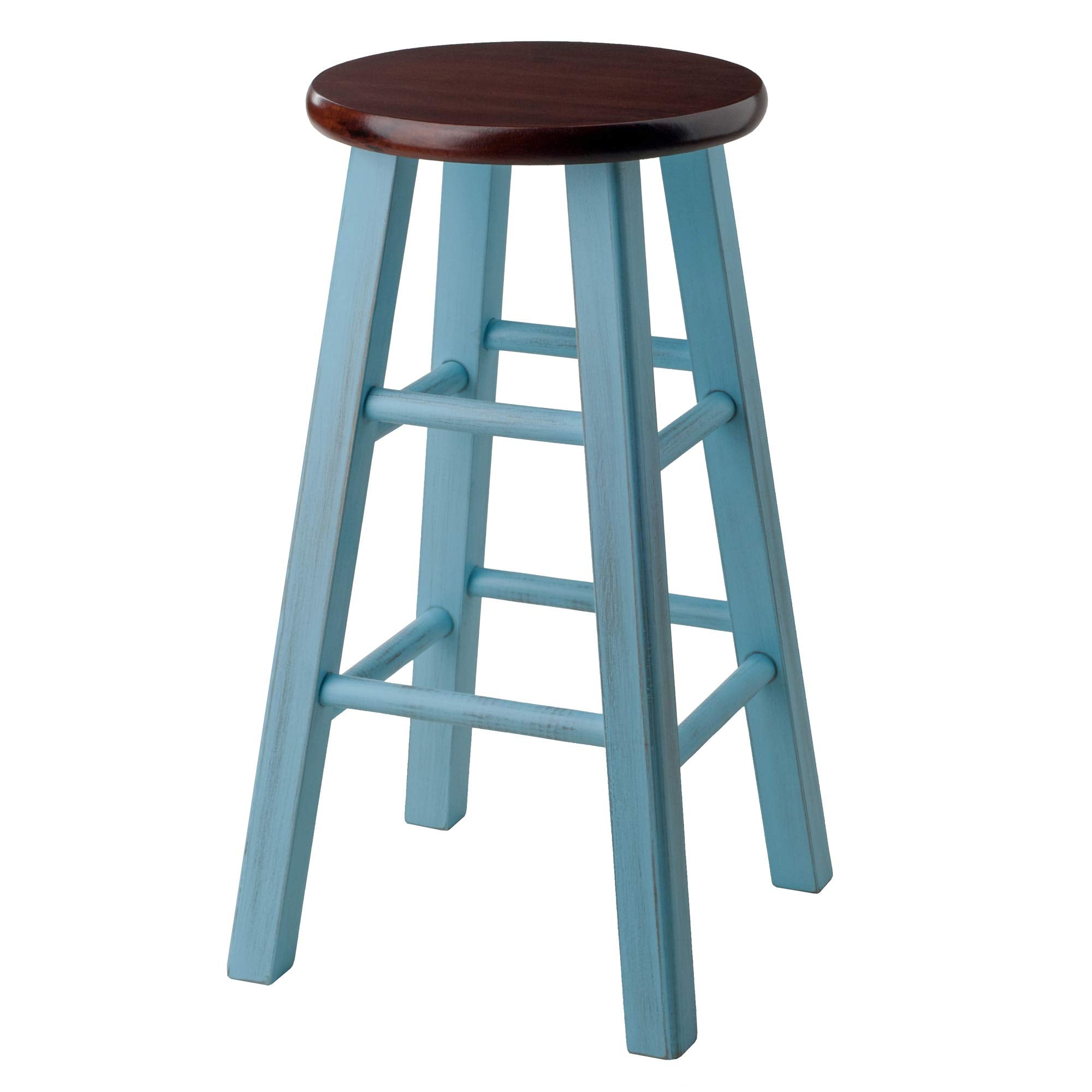 Winsome Wood Ivy Model Name Stool 13.4 X 13.4 X 24.2'' Rustic Light Blue/Walnut