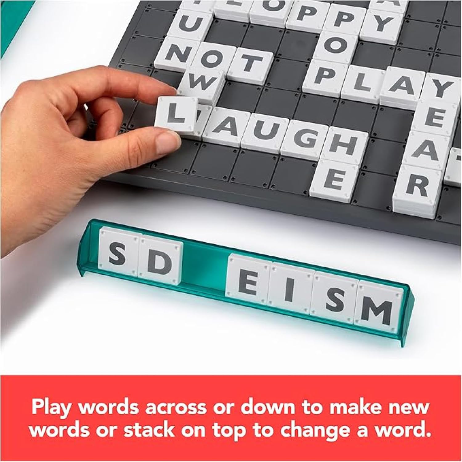 Spin Master Games, Upwords, Classic Word Game with Stackable Letter Tiles, Family Board Game, Crossword Activity, 1-4 Players, for Ages 8 & Up