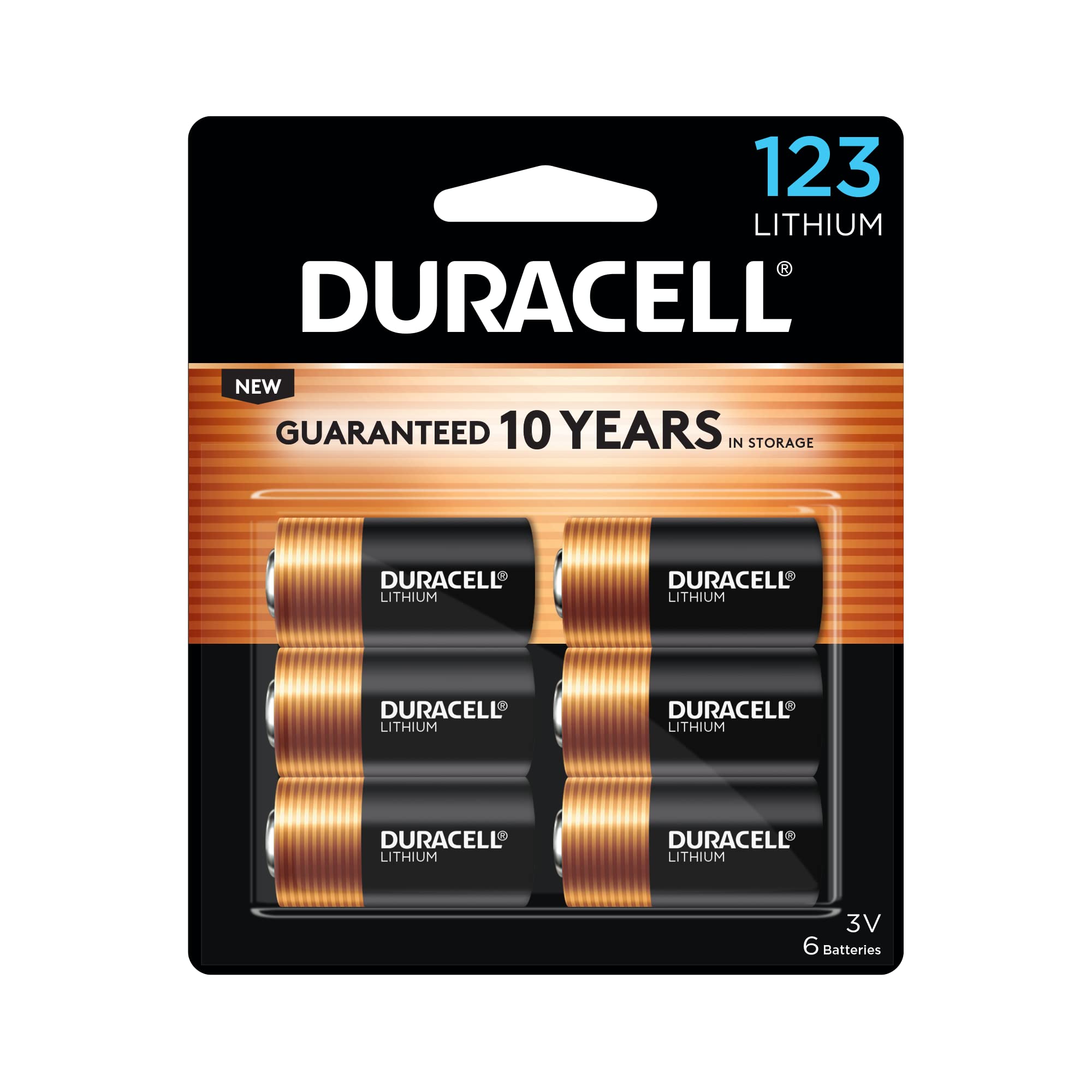 Duracell Cr123A 3V Lithium Battery, 6 Count Pack, 123 3 Volt High Power Lithium Battery, Long-Lasting For Home Safety And Securi