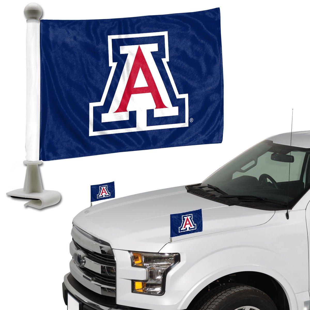 Fanmats 61893 Arizona Wildcats Ambassador Car Flags - 2 Pack Mini Auto Flags, 4In X 6In, Perfect For Hood Or Trunk